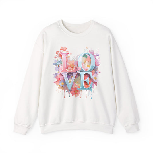 Floral Love Sweatshirt, Valentine's Day Sweatshirt, Love Flower Sweatshirt