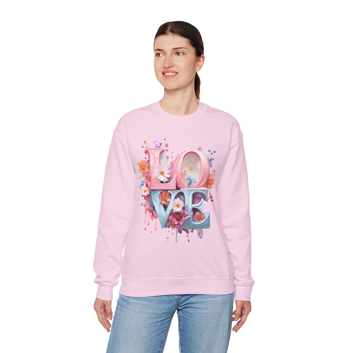 Floral Love Sweatshirt, Valentine's Day Sweatshirt, Love Flower Sweatshirt