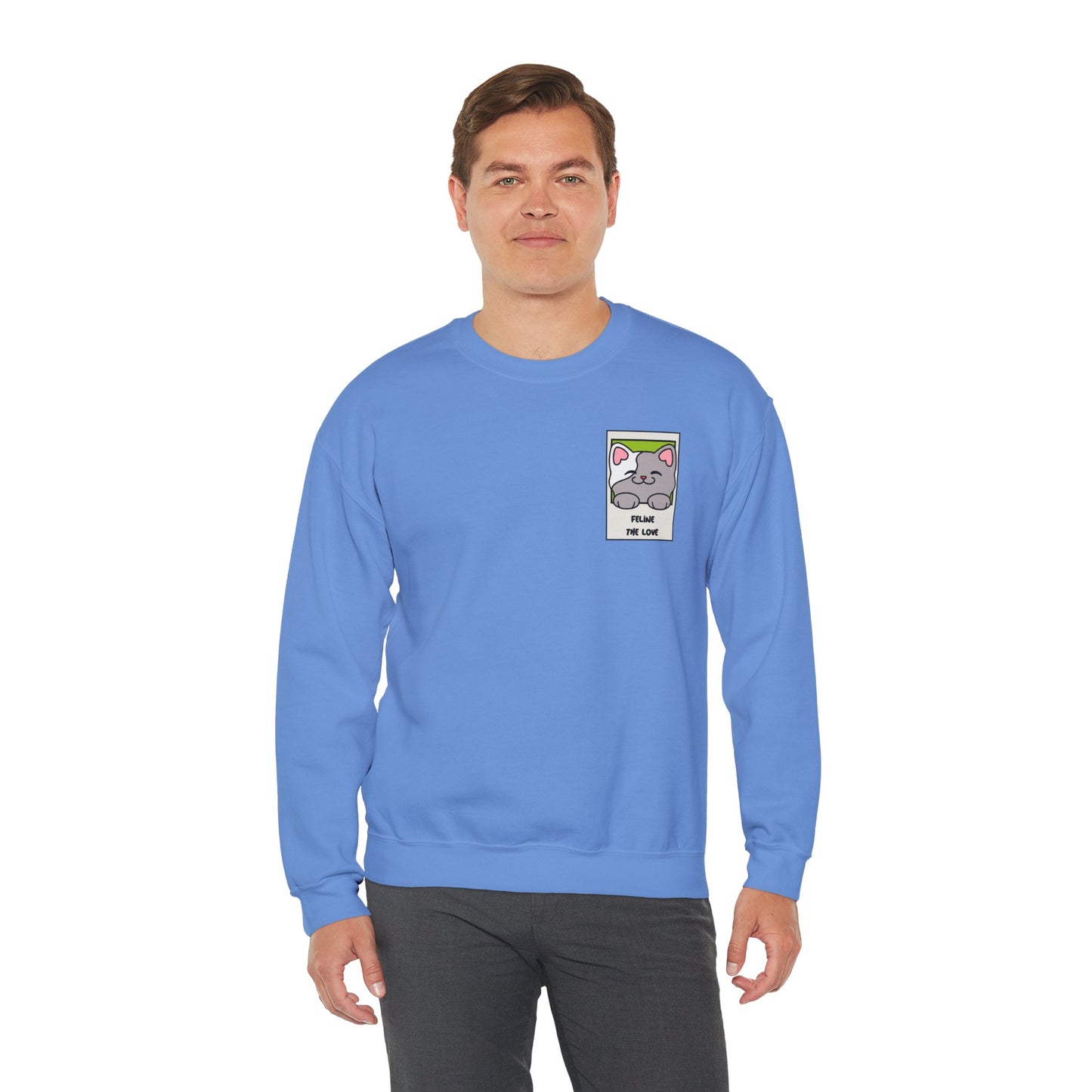 Pocket Cat Sweatshirt Unisex Cat Heart Sweatshirt Valentines Day Gift 50 Percent Cotton Poly Blend