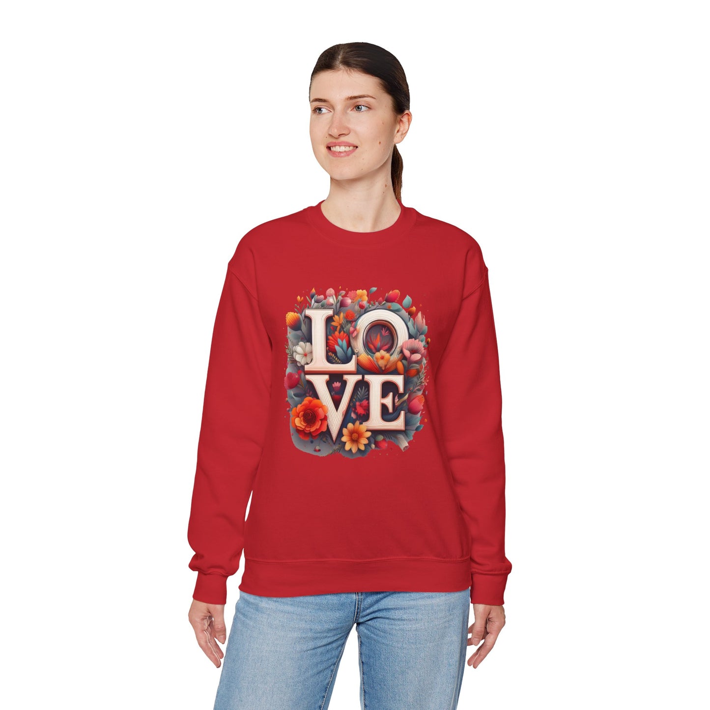 Floral Love Sweatshirt, Valentine's Day Sweatshirt, Love Flower Sweatshirt