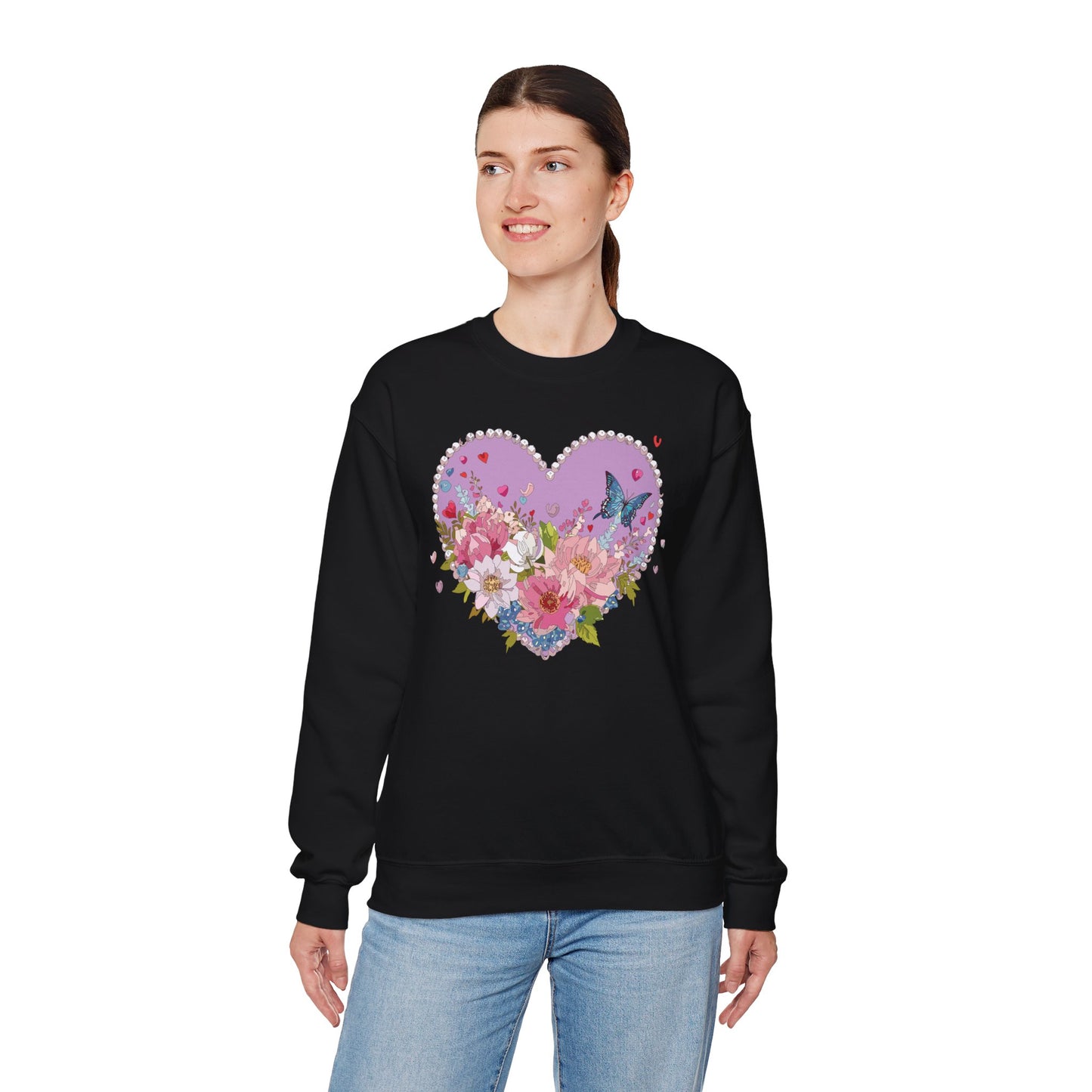 Floral Heart Sweatshirt, Floral Love Sweatshirt, Valentine's Day Sweatshirt, Heart Floral Sweatshirt