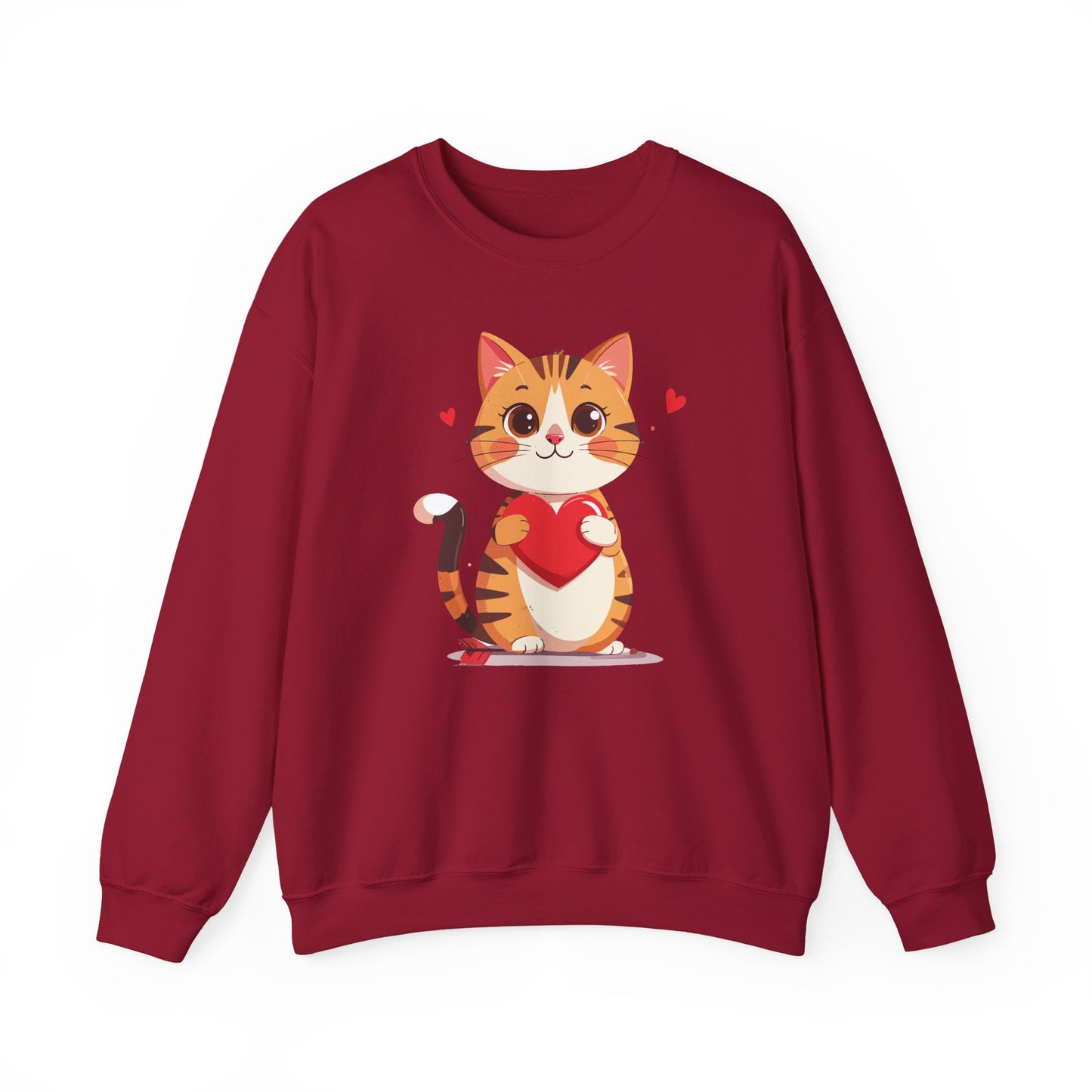 Cat Heart Sweatshirt, Heart Sweatshirt, Cat Sweatshirt, Valentine's Day Sweatshirt, 50/50 Cotton-Poly Animal Sweatshirt 103