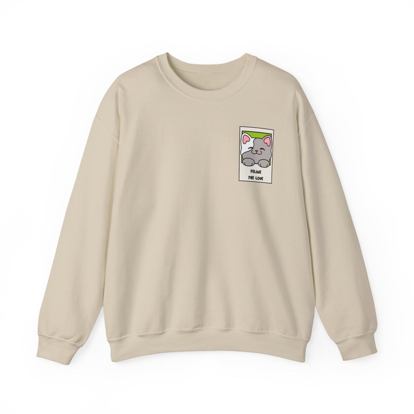 Pocket Cat Sweatshirt Unisex Cat Heart Sweatshirt Valentines Day Gift 50 Percent Cotton Poly Blend