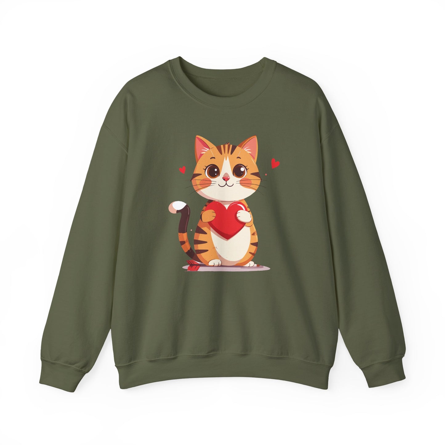 Cat Heart Sweatshirt, Heart Sweatshirt, Cat Sweatshirt, Valentine's Day Sweatshirt, 50/50 Cotton-Poly Animal Sweatshirt 103