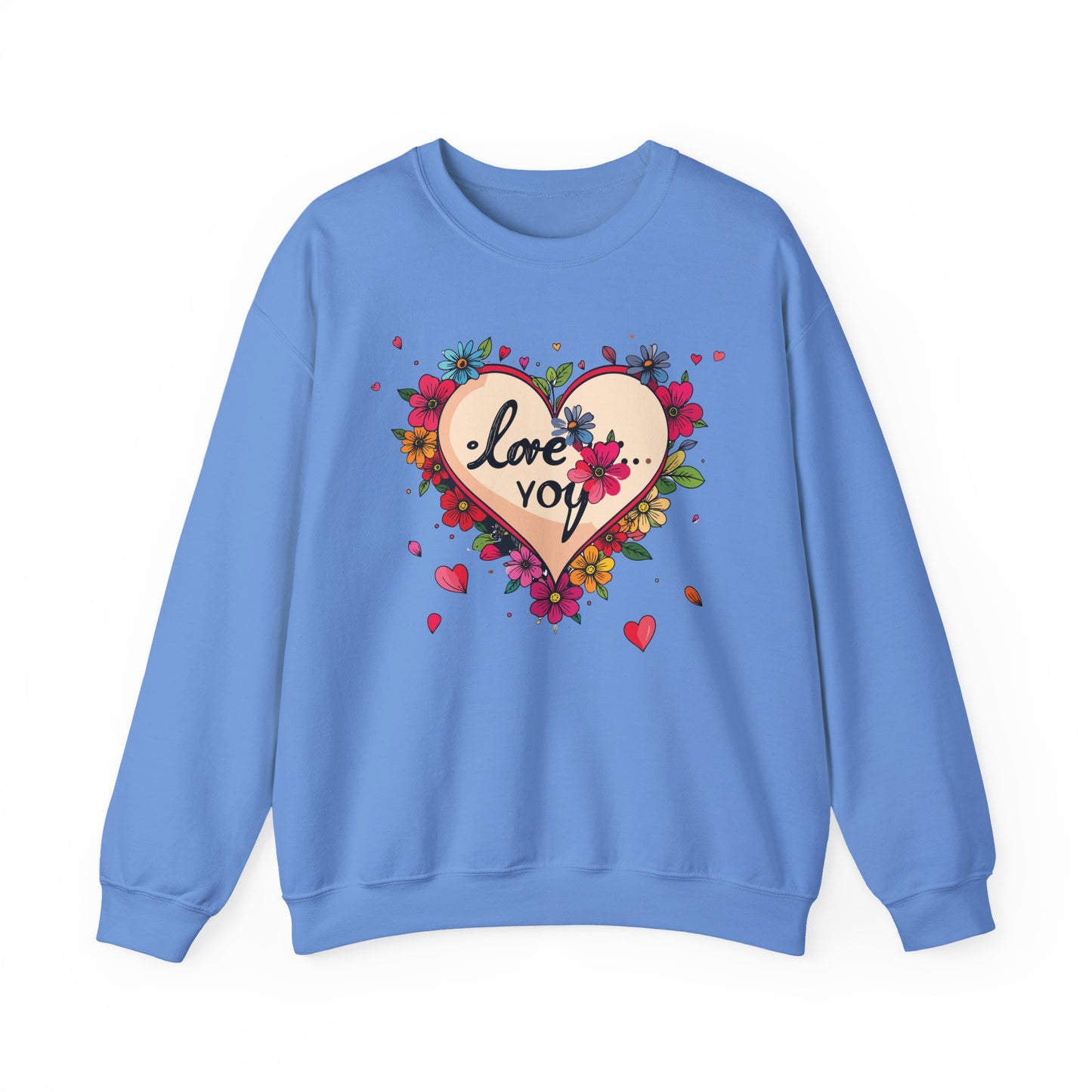 Floral Heart Love Sweatshirt Floral Heart Valentines Day Unisex Crewneck Fifty Fifty Cotton Polyester