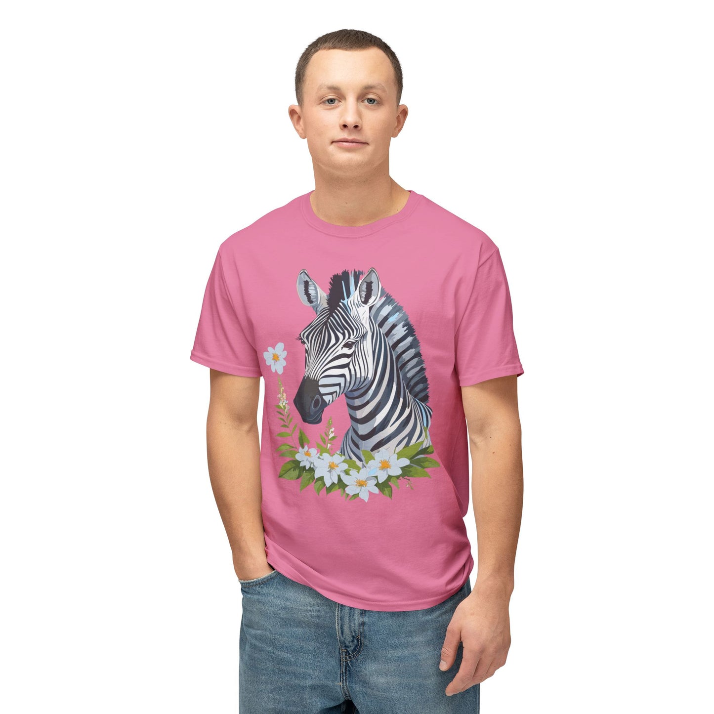 Zebra T-Shirt, Vintage Zebra Tee, Floral Tees, Zebra Art Design Shirt, Tee Shirt with Zebra 1
