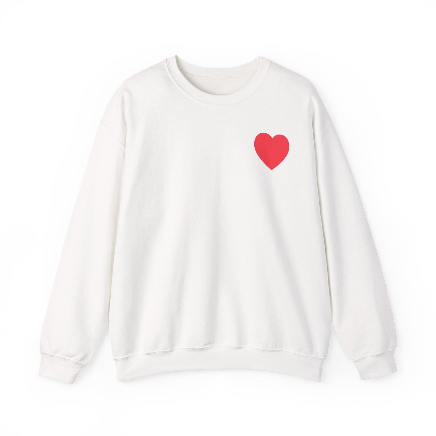 Small Red Heart Sweatshirt Unisex Love Design Gildan 18000 Heavy Blend Crewneck Valentines Day