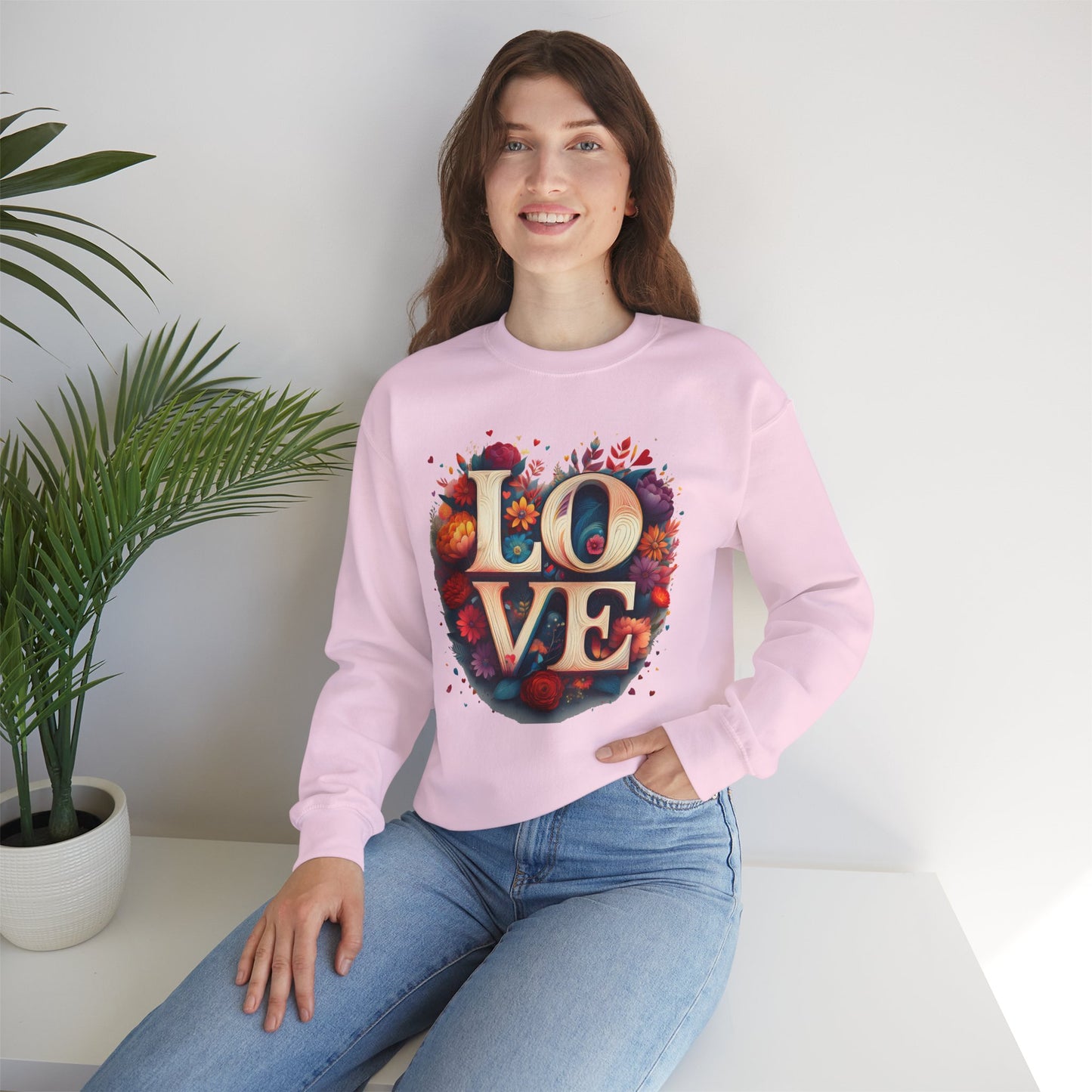 Floral Love Sweatshirt, Valentine's Day Sweatshirt, Love Flower Sweatshirt