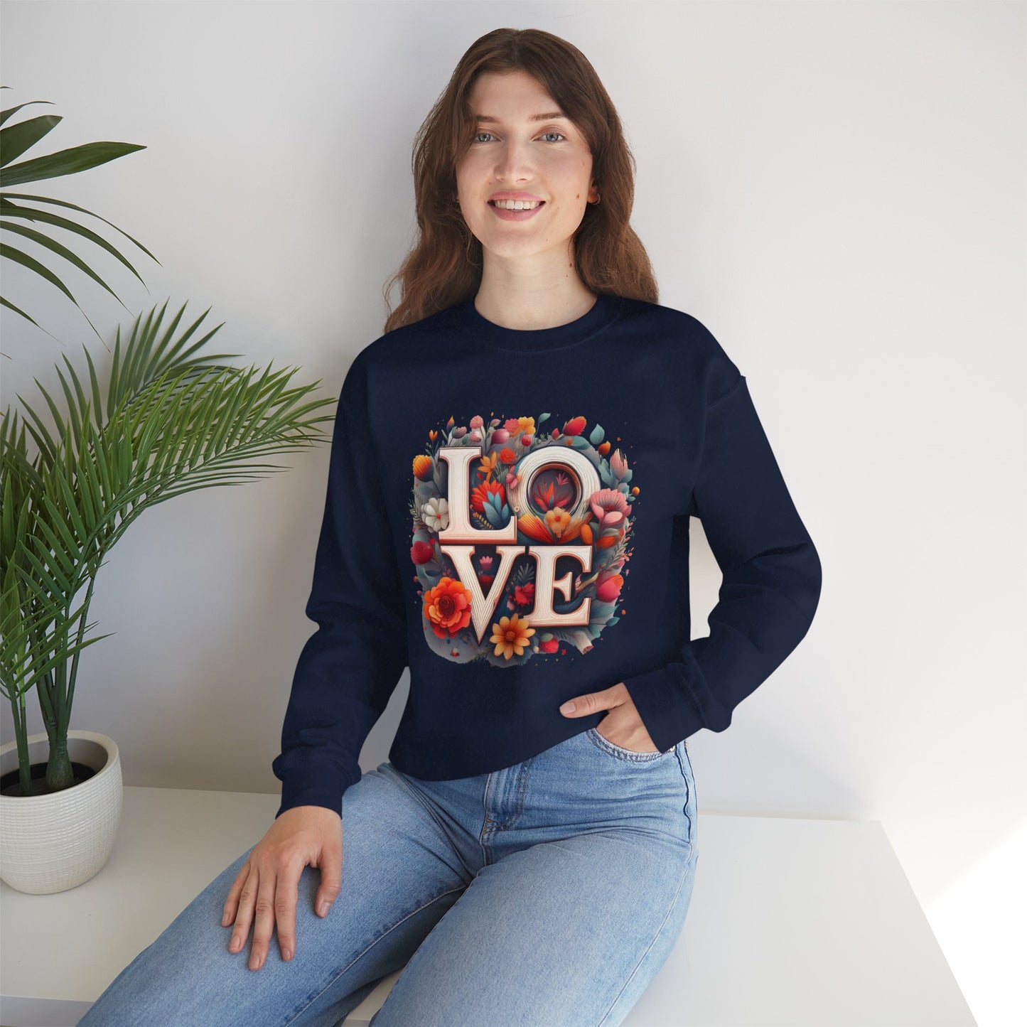Floral Love Sweatshirt, Valentine's Day Sweatshirt, Love Flower Sweatshirt