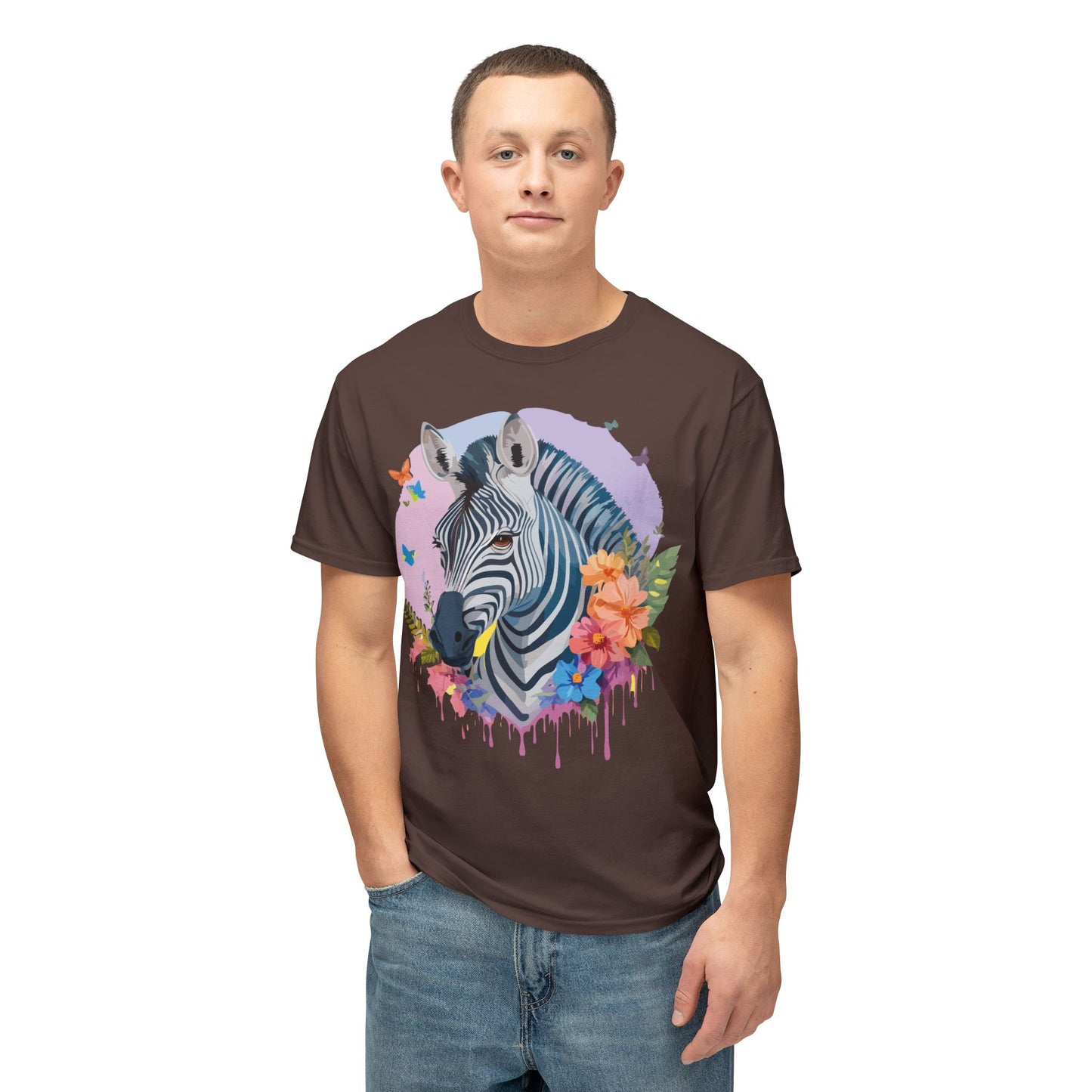 Zebra T-Shirt, Vintage Zebra Tee, Floral Tees, Zebra Art Design Shirt, Tee Shirt with Zebra 3