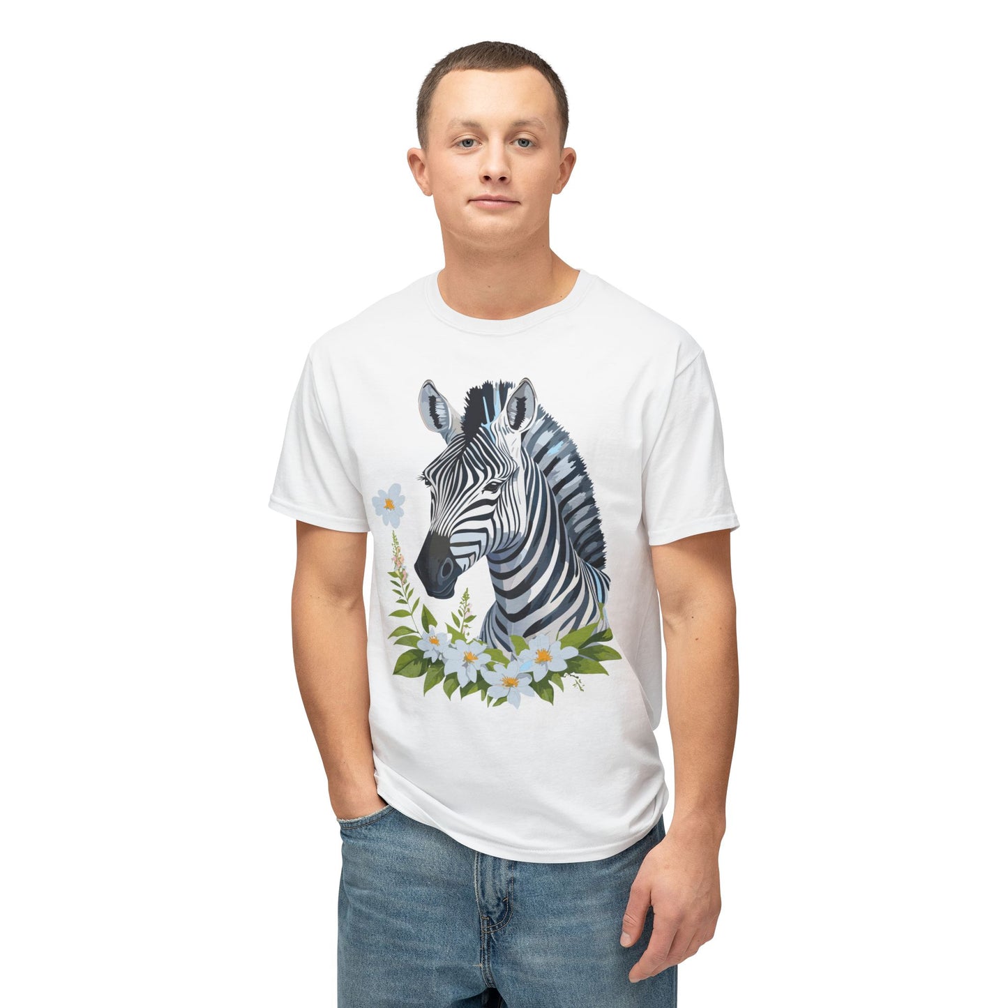 Zebra T-Shirt, Vintage Zebra Tee, Floral Tees, Zebra Art Design Shirt, Tee Shirt with Zebra 1