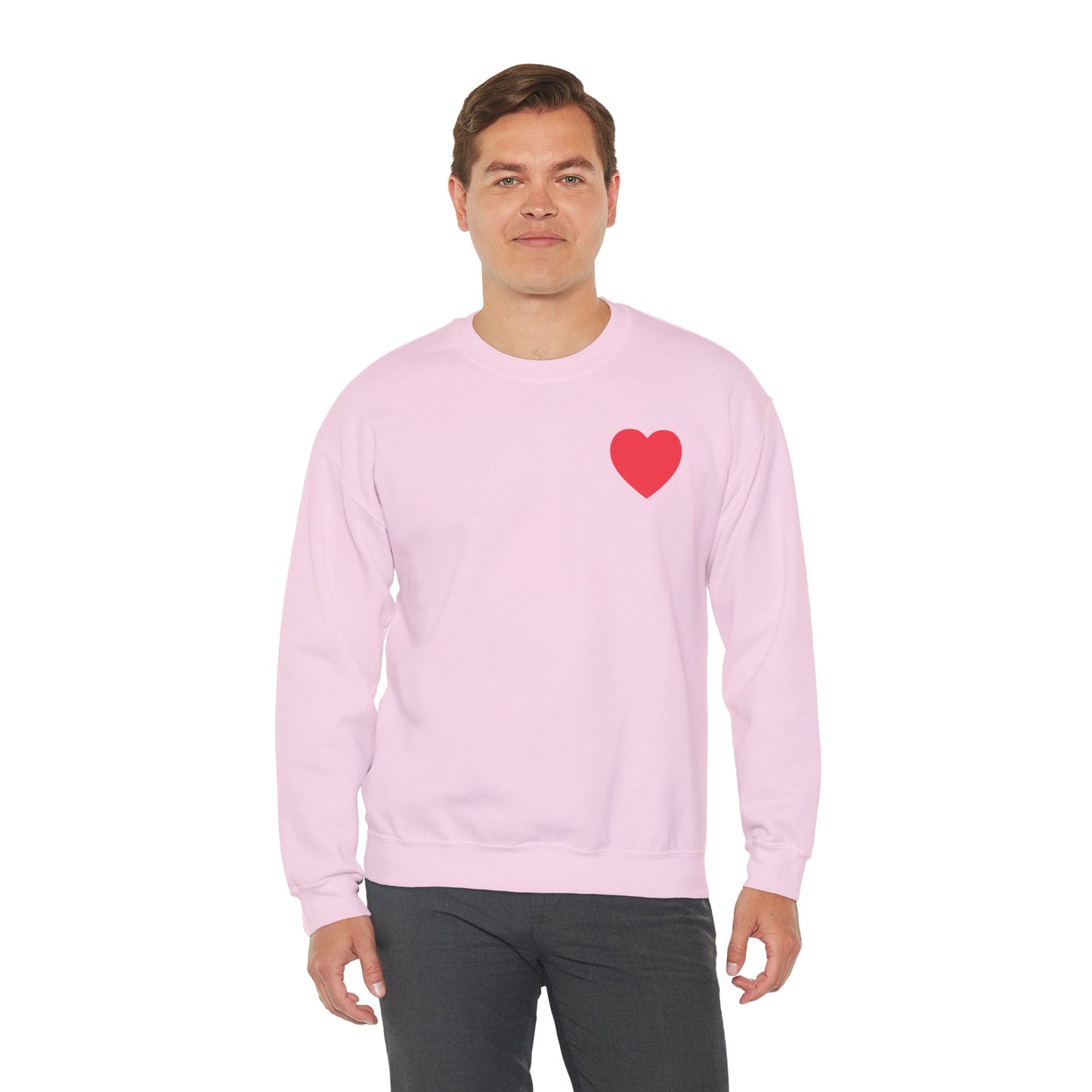 Small Red Heart Sweatshirt Unisex Love Design Gildan 18000 Heavy Blend Crewneck Valentines Day