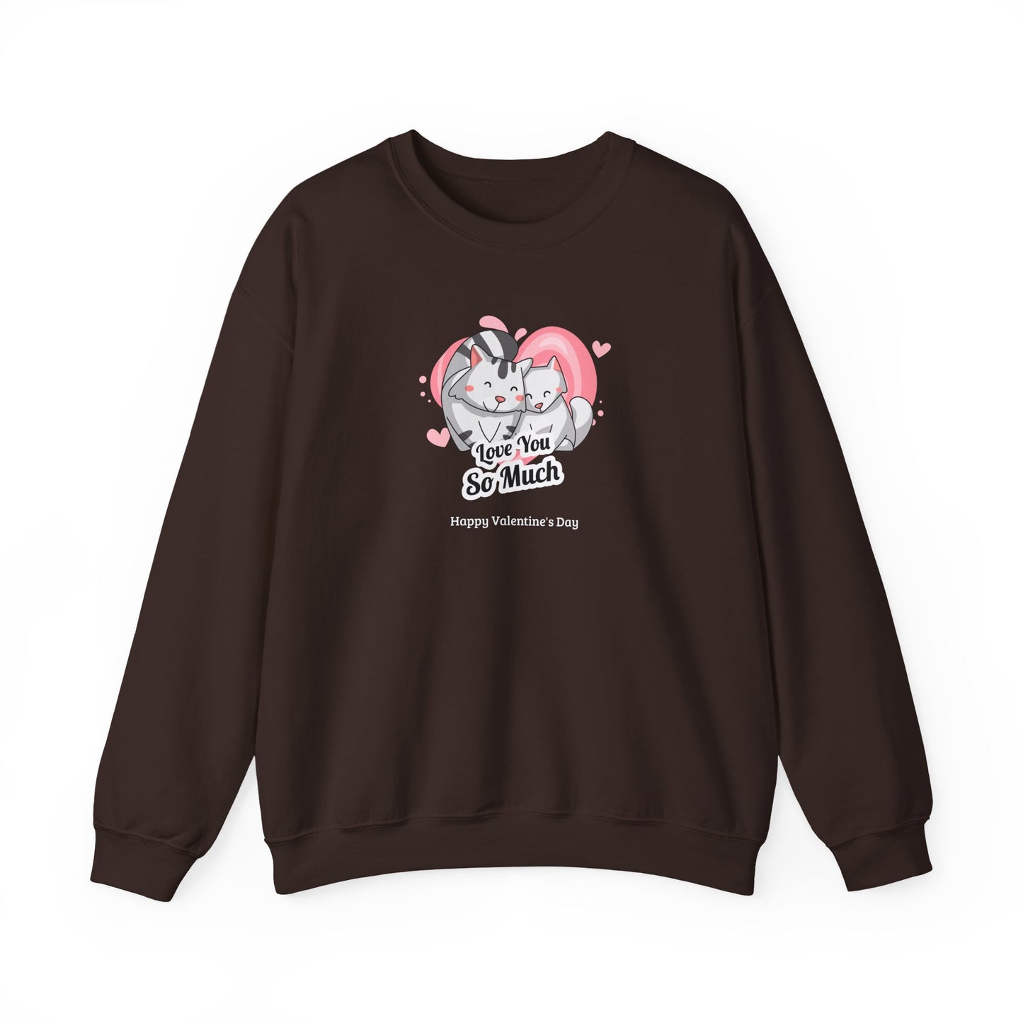 Cat Heart Sweatshirt Valentines Day Unisex 50 50 Cotton Poly Crewneck Gildan 18000