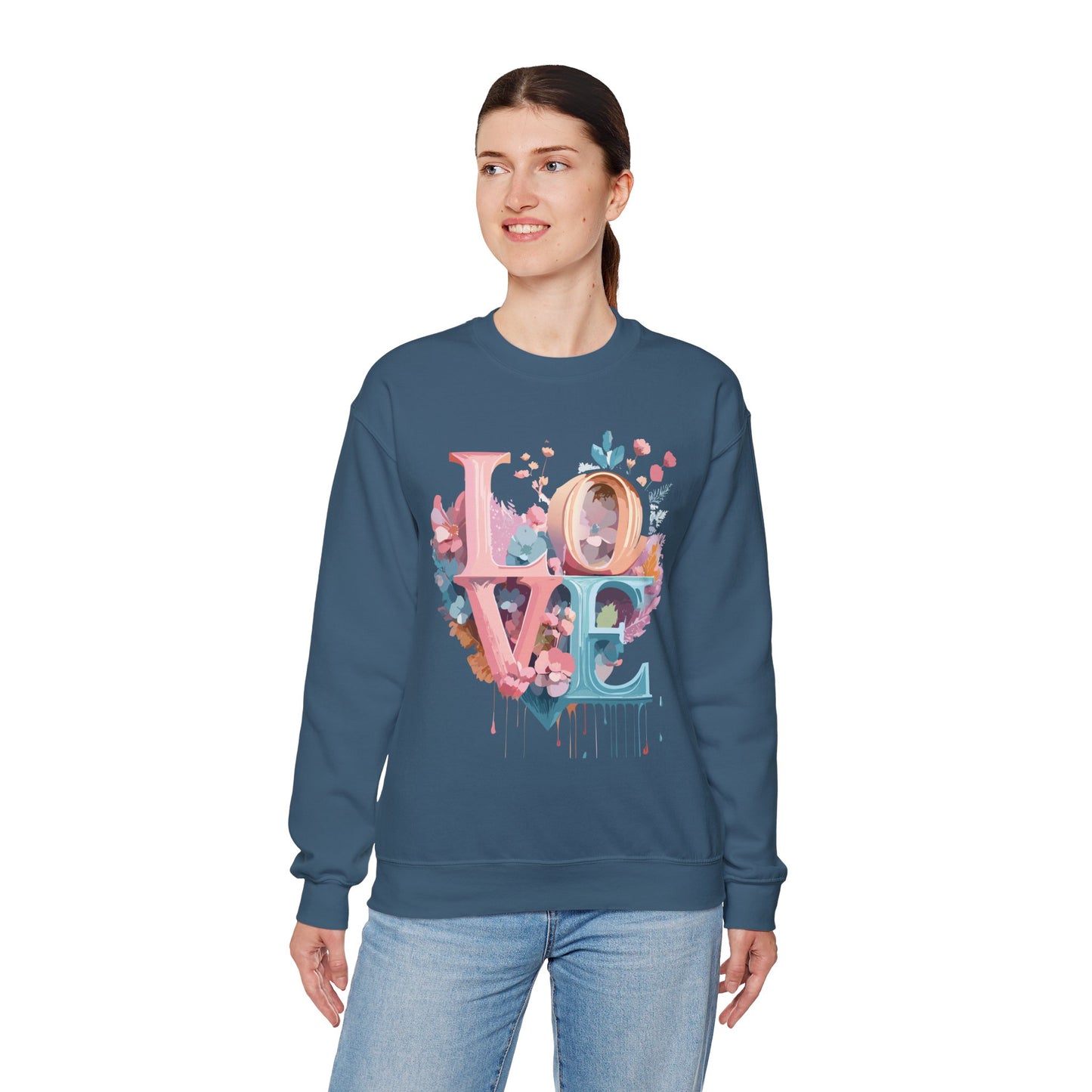 Floral Love Sweatshirt, Valentine's Day Sweatshirt, Love Flower Sweatshirt