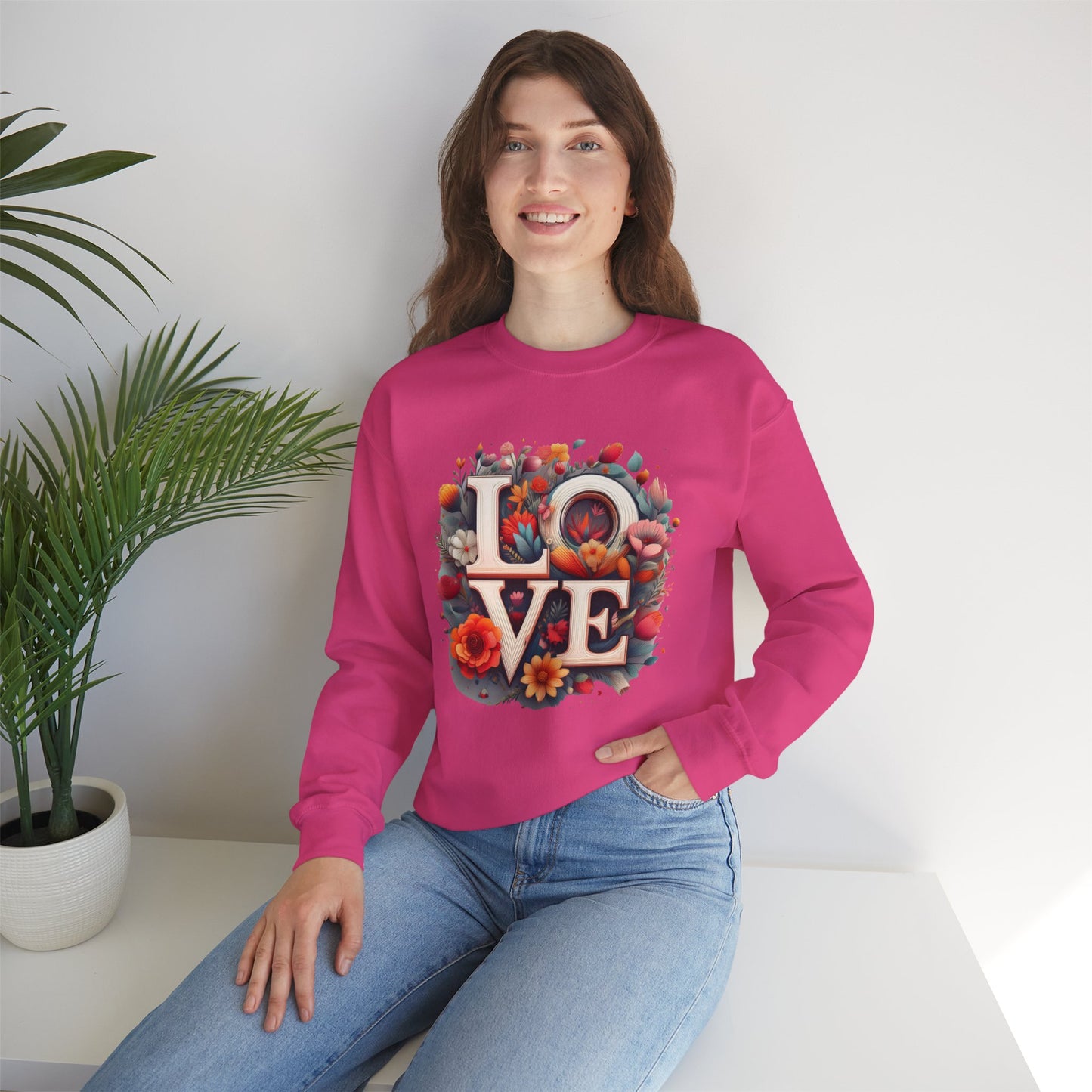 Floral Love Sweatshirt, Valentine's Day Sweatshirt, Love Flower Sweatshirt