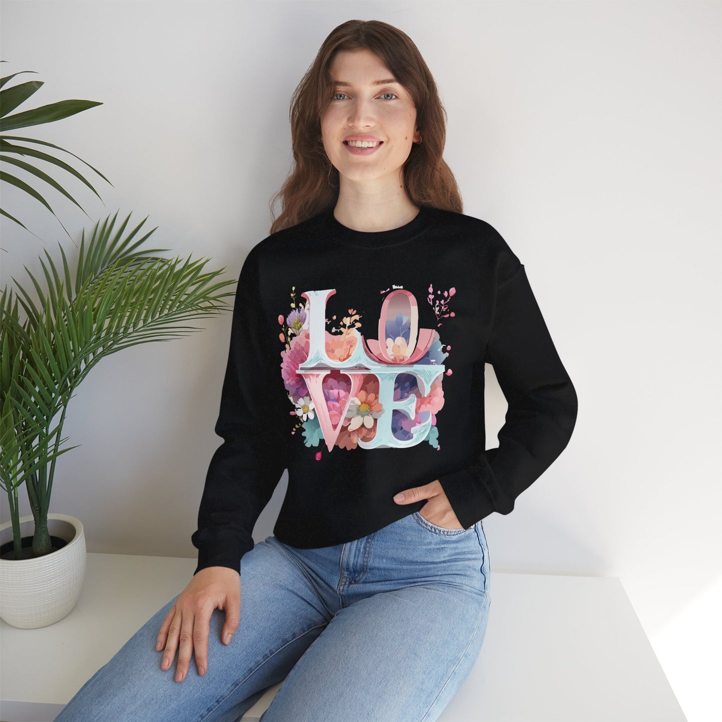 Floral Love Sweatshirt, Valentine's Day Sweatshirt, Love Flower Sweatshirt
