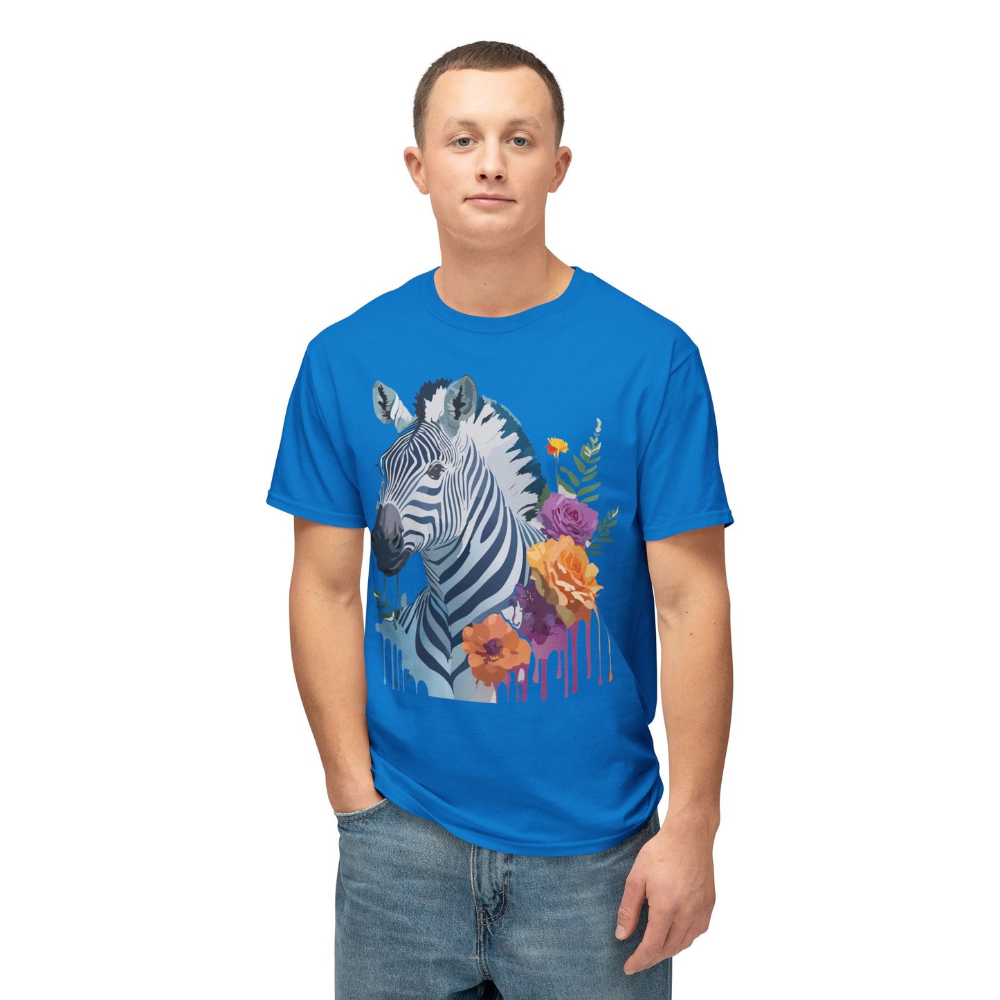 Zebra T-Shirt, Vintage Zebra Tee, Floral Tees, Zebra Art Design Shirt, Tee Shirt with Zebra 2