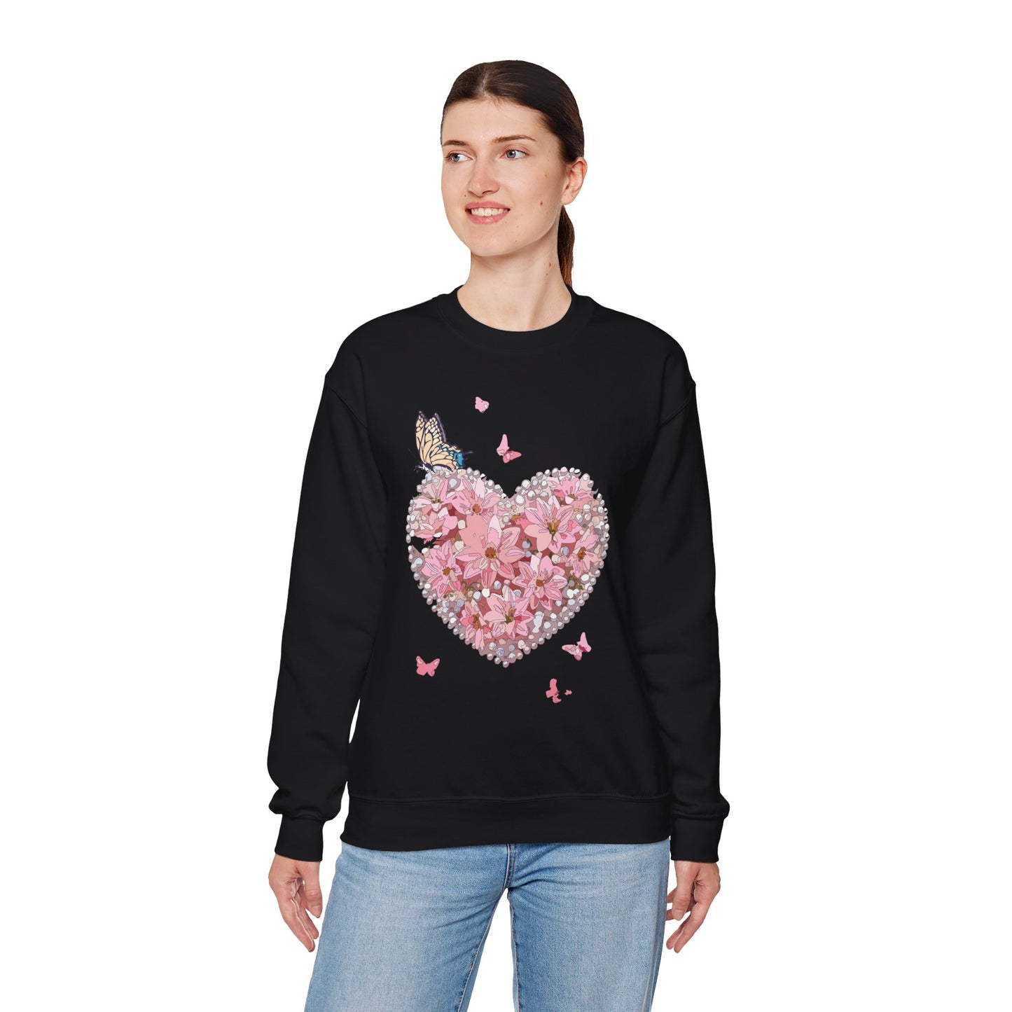 Floral Heart Sweatshirt, Floral Love Sweatshirt, Valentine's Day Sweatshirt, Heart Floral Sweatshirt
