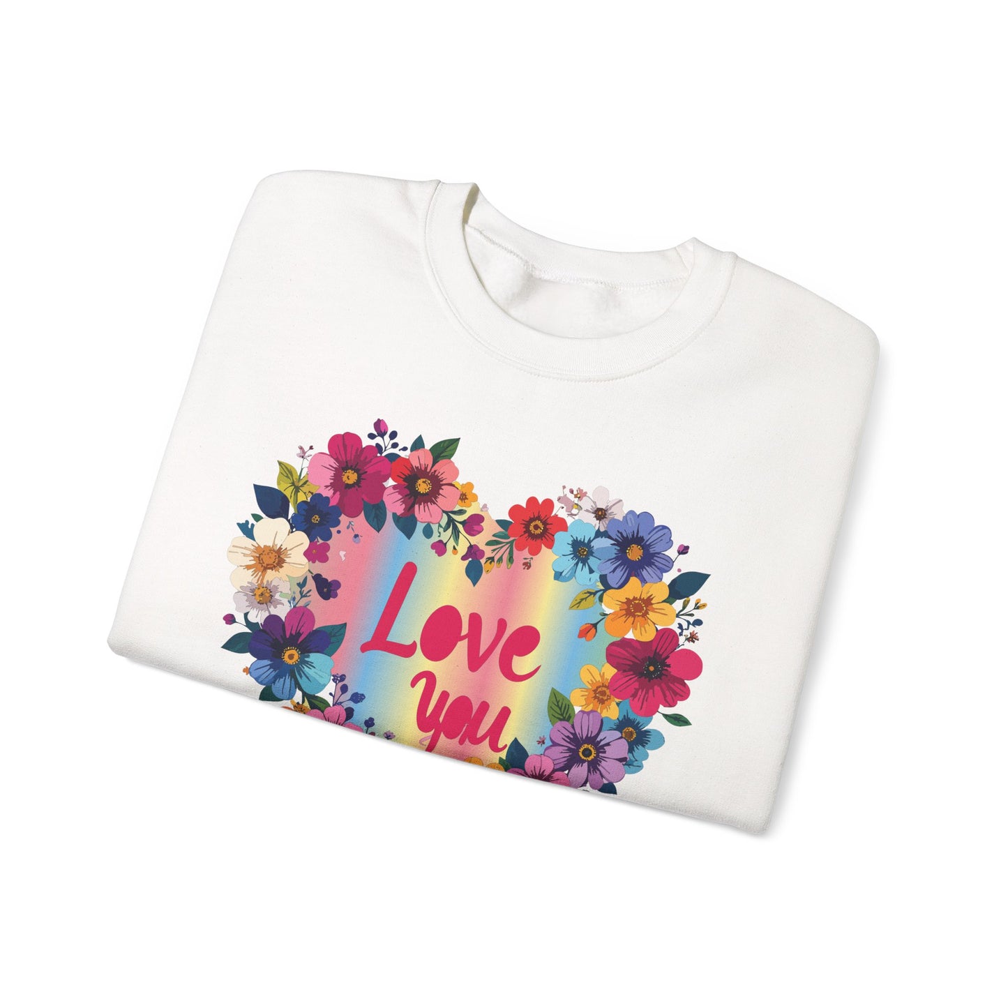 Valentines Day Floral Heart Sweatshirt Unisex Crewneck Floral Love You Gildan 18000 Heavy Blend