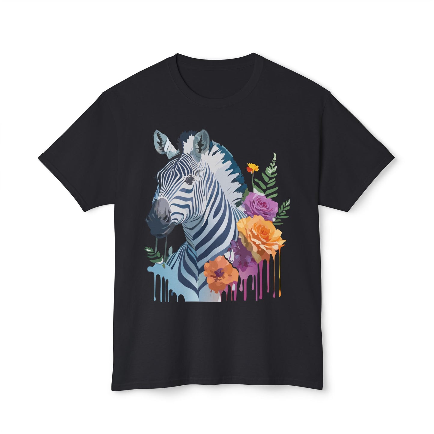 Zebra T-Shirt, Vintage Zebra Tee, Floral Tees, Zebra Art Design Shirt, Tee Shirt with Zebra 2