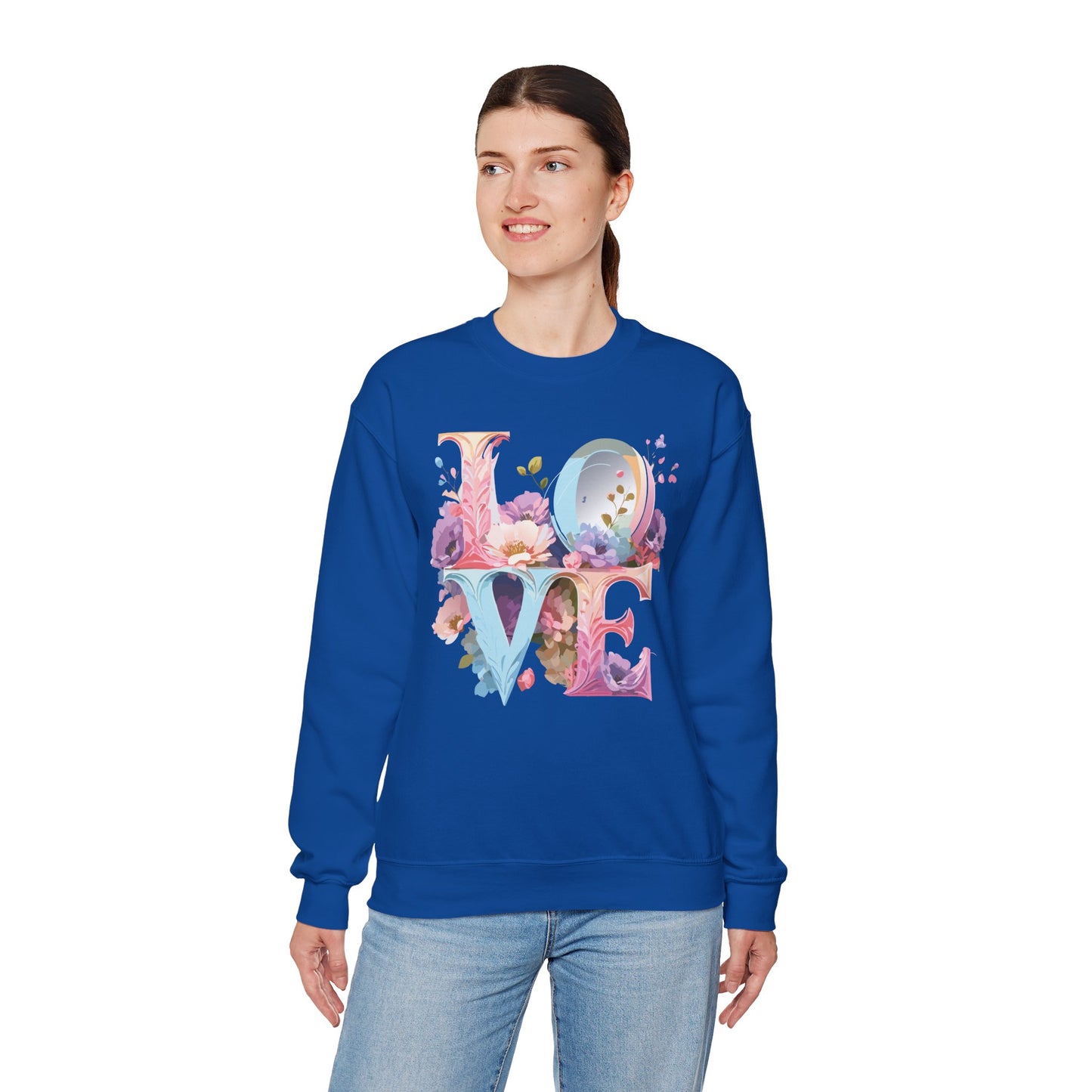 Floral Love Sweatshirt, Valentine's Day Sweatshirt, Love Flower Sweatshirt