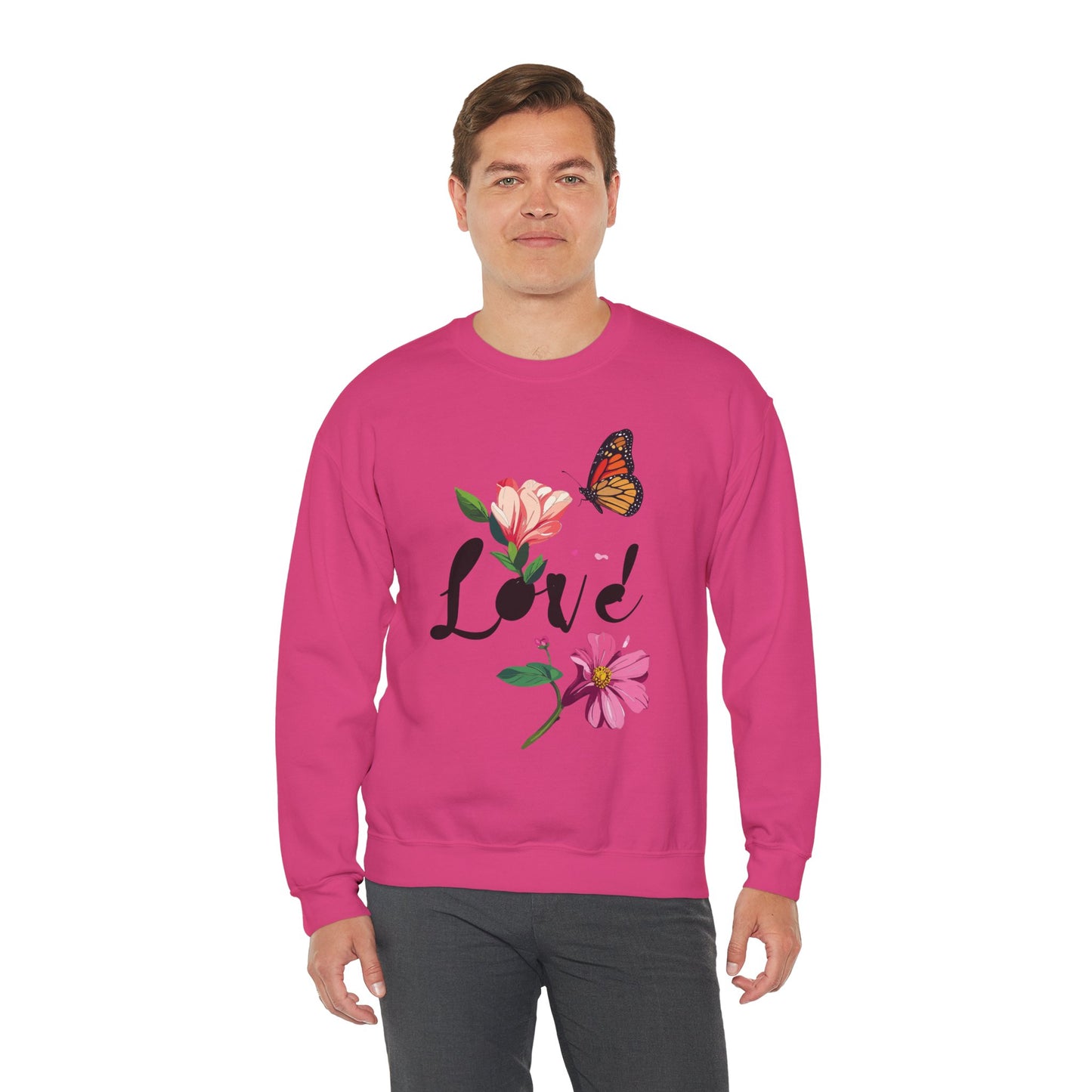 Floral Love Sweatshirt, Floral Butterfly Sweatshirt, Love Sweatshirt, Valentine's Day Sweatshirt, Floral Sweatshirt 120