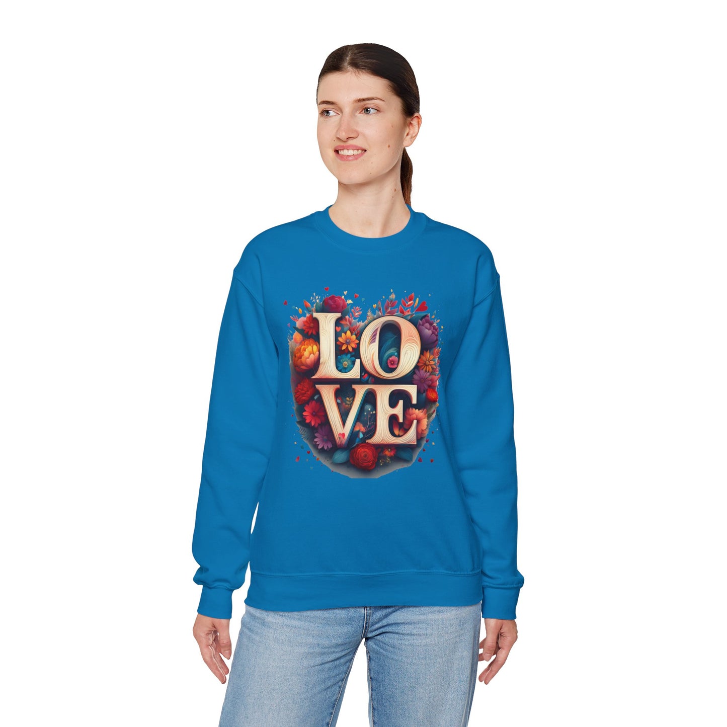 Floral Love Sweatshirt, Valentine's Day Sweatshirt, Love Flower Sweatshirt