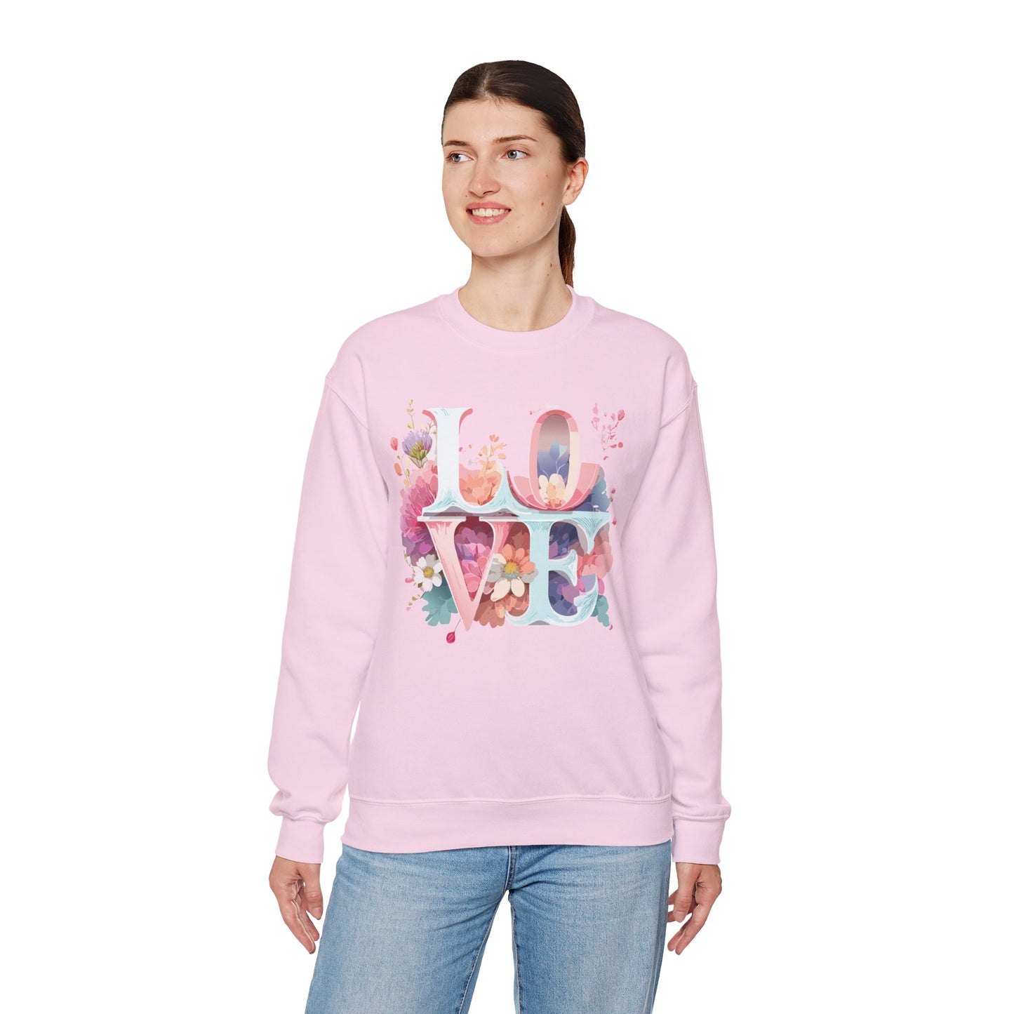 Floral Love Sweatshirt, Valentine's Day Sweatshirt, Love Flower Sweatshirt