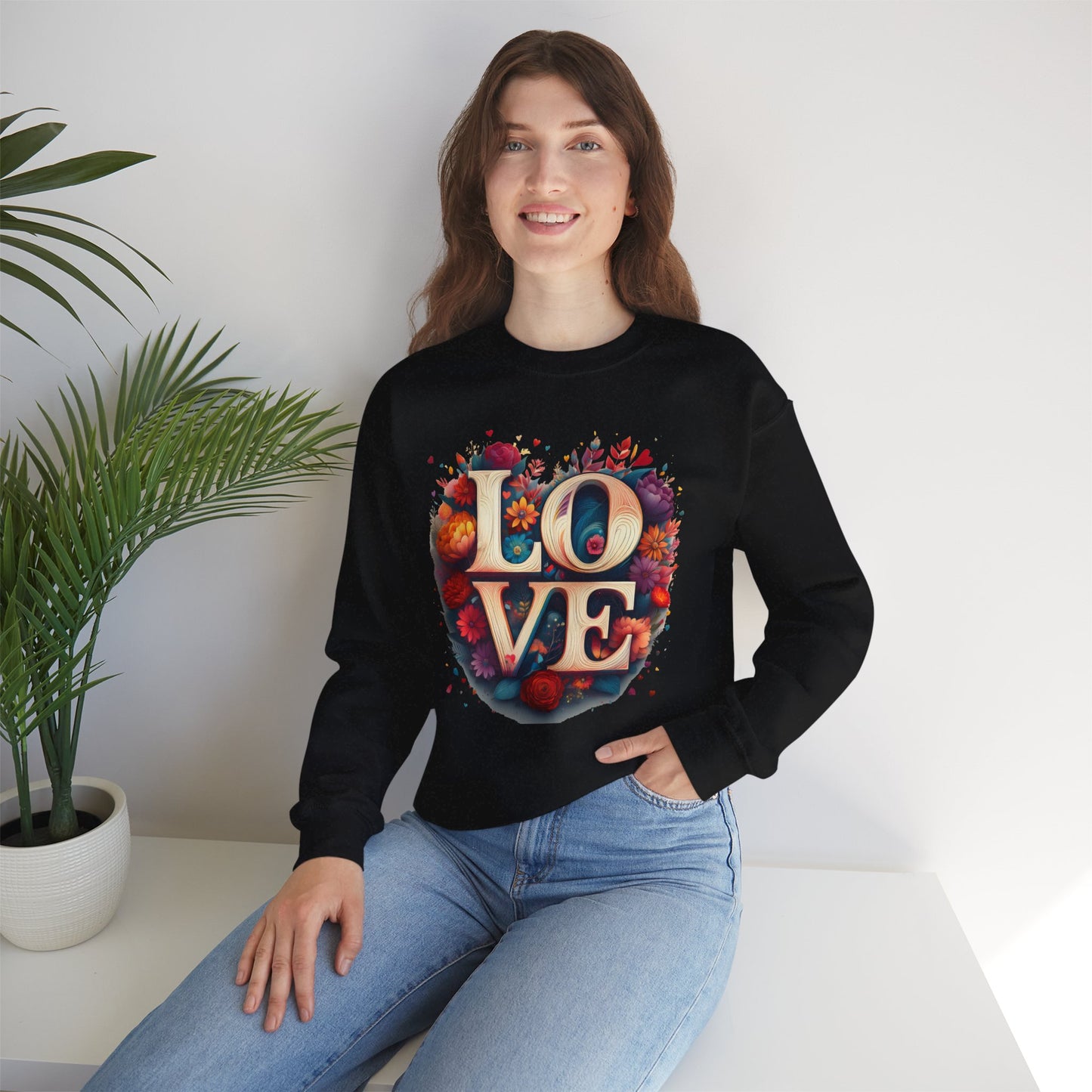 Floral Love Sweatshirt, Valentine's Day Sweatshirt, Love Flower Sweatshirt