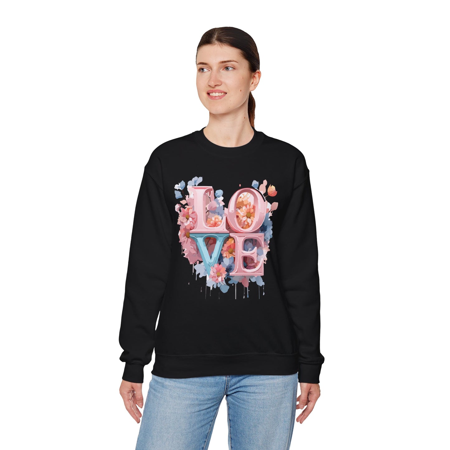 Floral Love Sweatshirt, Valentine's Day Sweatshirt, Love Flower Sweatshirt