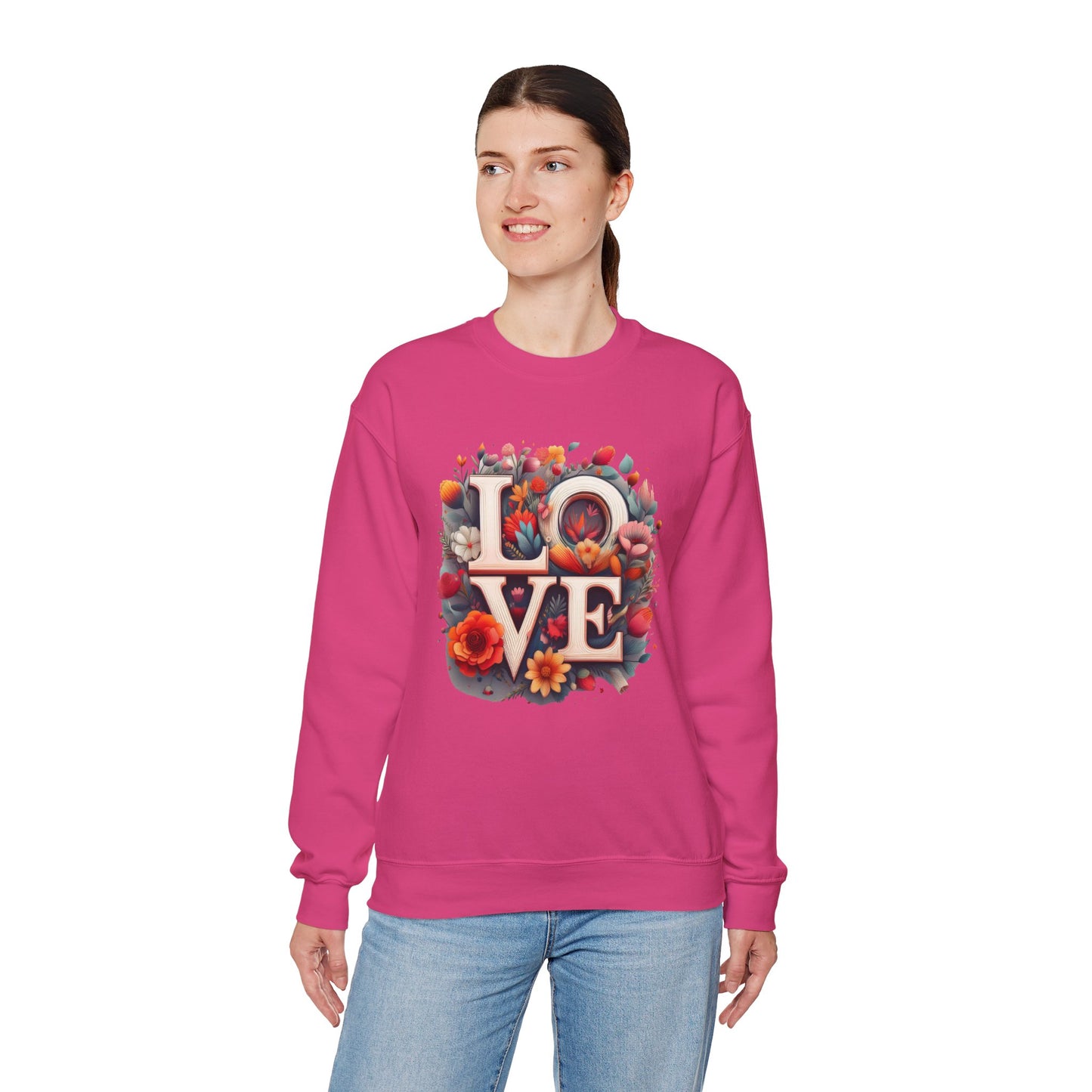 Floral Love Sweatshirt, Valentine's Day Sweatshirt, Love Flower Sweatshirt