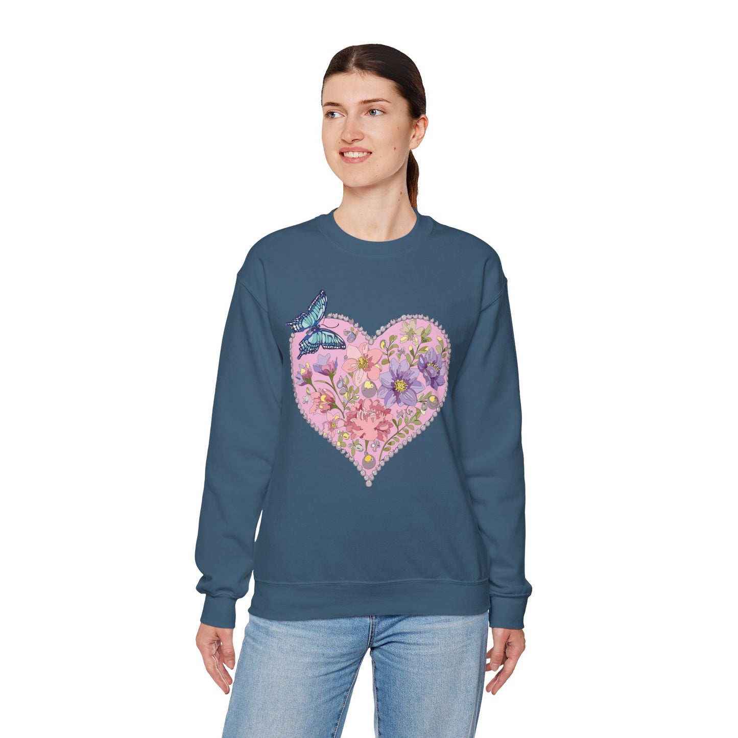 Floral Heart Sweatshirt, Floral Love Sweatshirt, Valentine's Day Sweatshirt, Heart Floral Sweatshirt
