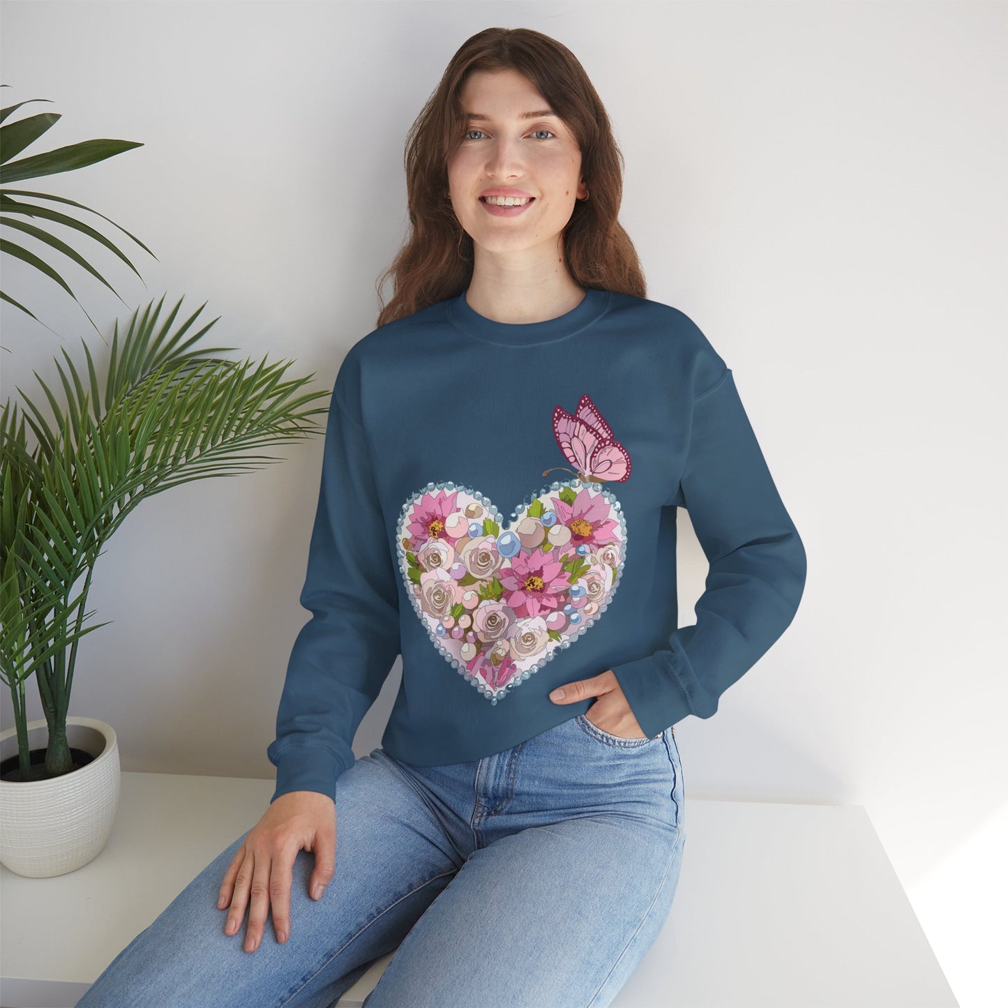 Floral Heart Sweatshirt, Floral Love Sweatshirt, Valentine's Day Sweatshirt, Heart Floral Sweatshirt
