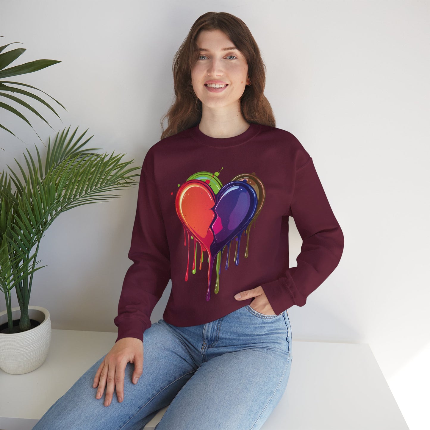 Double Bleeding Heart Sweatshirt, Big Heart Sweatshirt, Love Sweatshirt, Valentine's Day Sweatshirt, Heart Sweatshirt 119