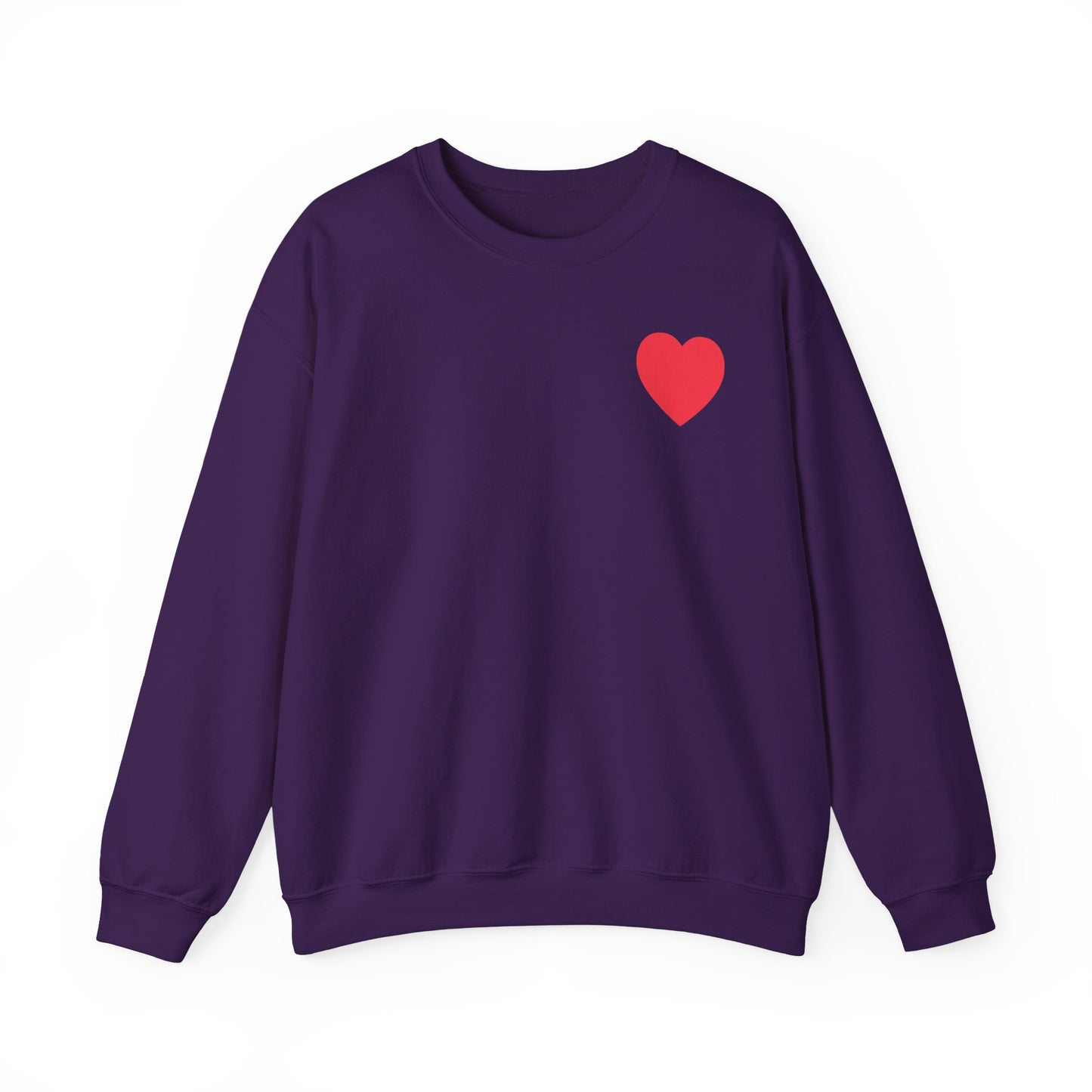 Small Red Heart Sweatshirt Unisex Love Design Gildan 18000 Heavy Blend Crewneck Valentines Day
