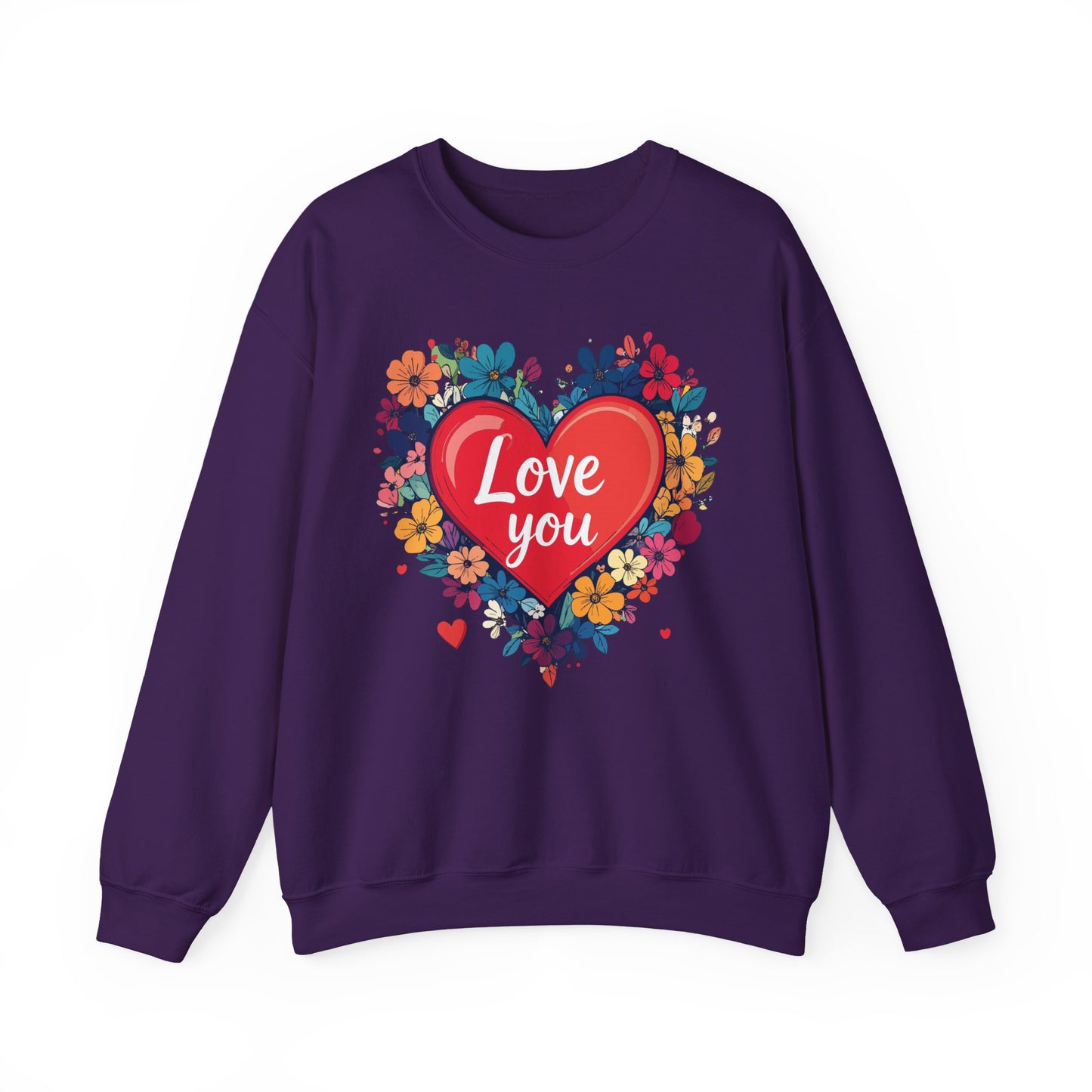 Unisex Floral Heart Sweatshirt Valentines Day Gift Cozy Crewneck Fifty Fifty Blend