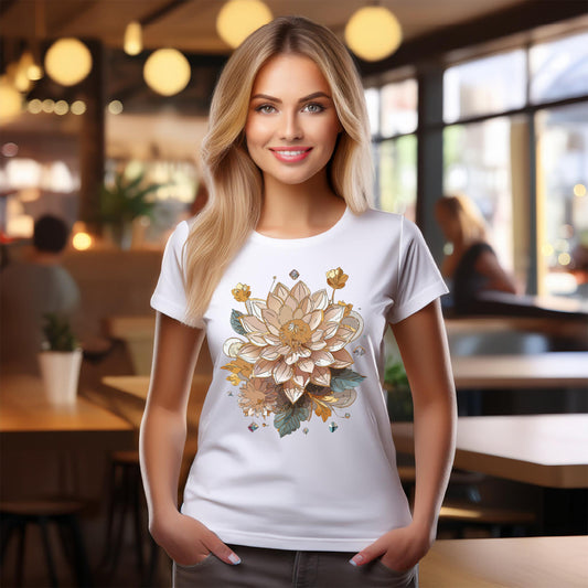Floral Shirt, Shirt with Flower, Tee Shirt with Antique Flower