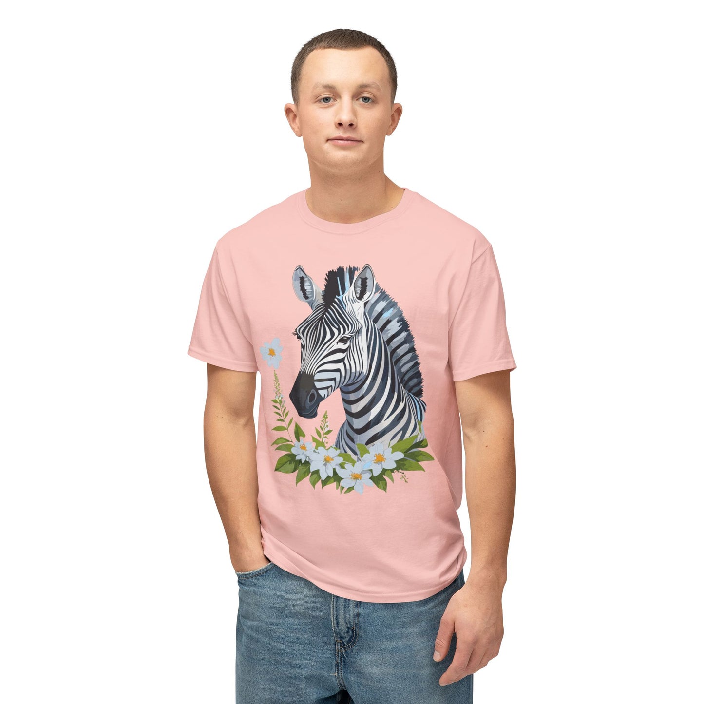 Zebra T-Shirt, Vintage Zebra Tee, Floral Tees, Zebra Art Design Shirt, Tee Shirt with Zebra 1