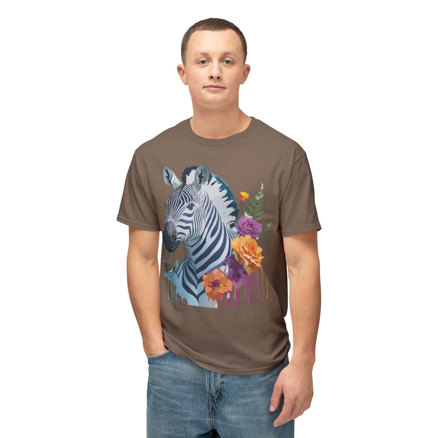 Zebra T-Shirt, Vintage Zebra Tee, Floral Tees, Zebra Art Design Shirt, Tee Shirt with Zebra 2