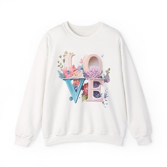 Floral Love Sweatshirt, Valentine's Day Sweatshirt, Love Flower Sweatshirt
