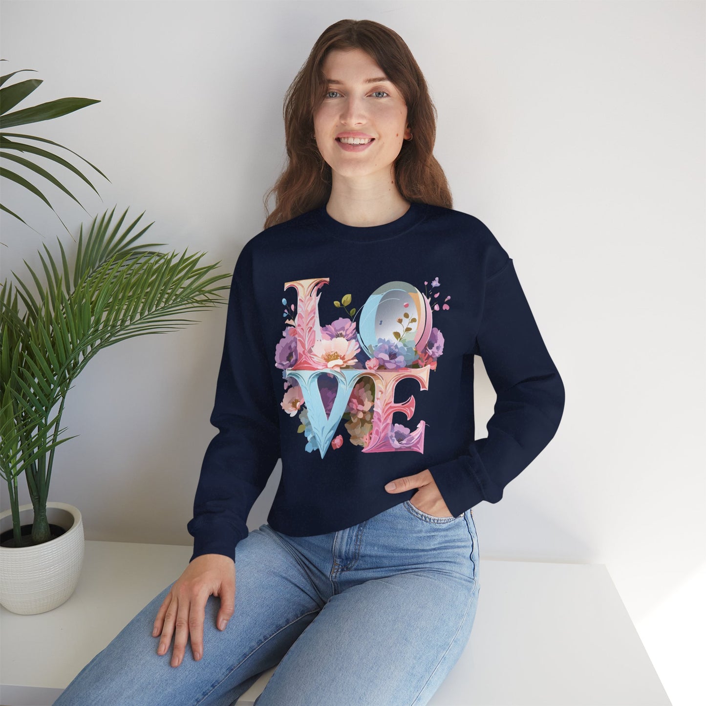 Floral Love Sweatshirt, Valentine's Day Sweatshirt, Love Flower Sweatshirt