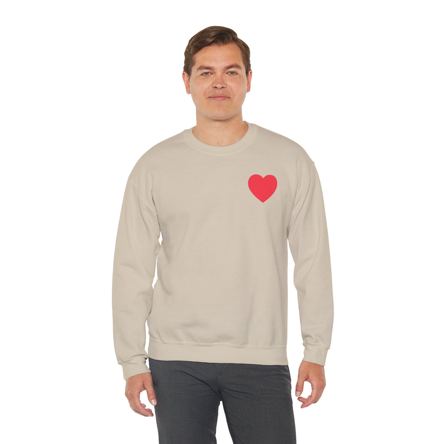 Small Red Heart Sweatshirt Unisex Love Design Gildan 18000 Heavy Blend Crewneck Valentines Day