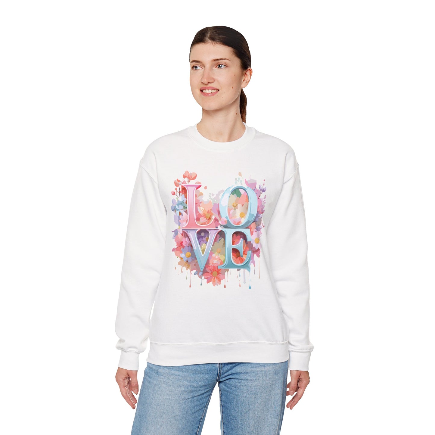 Floral Love Sweatshirt, Valentine's Day Sweatshirt, Love Flower Sweatshirt