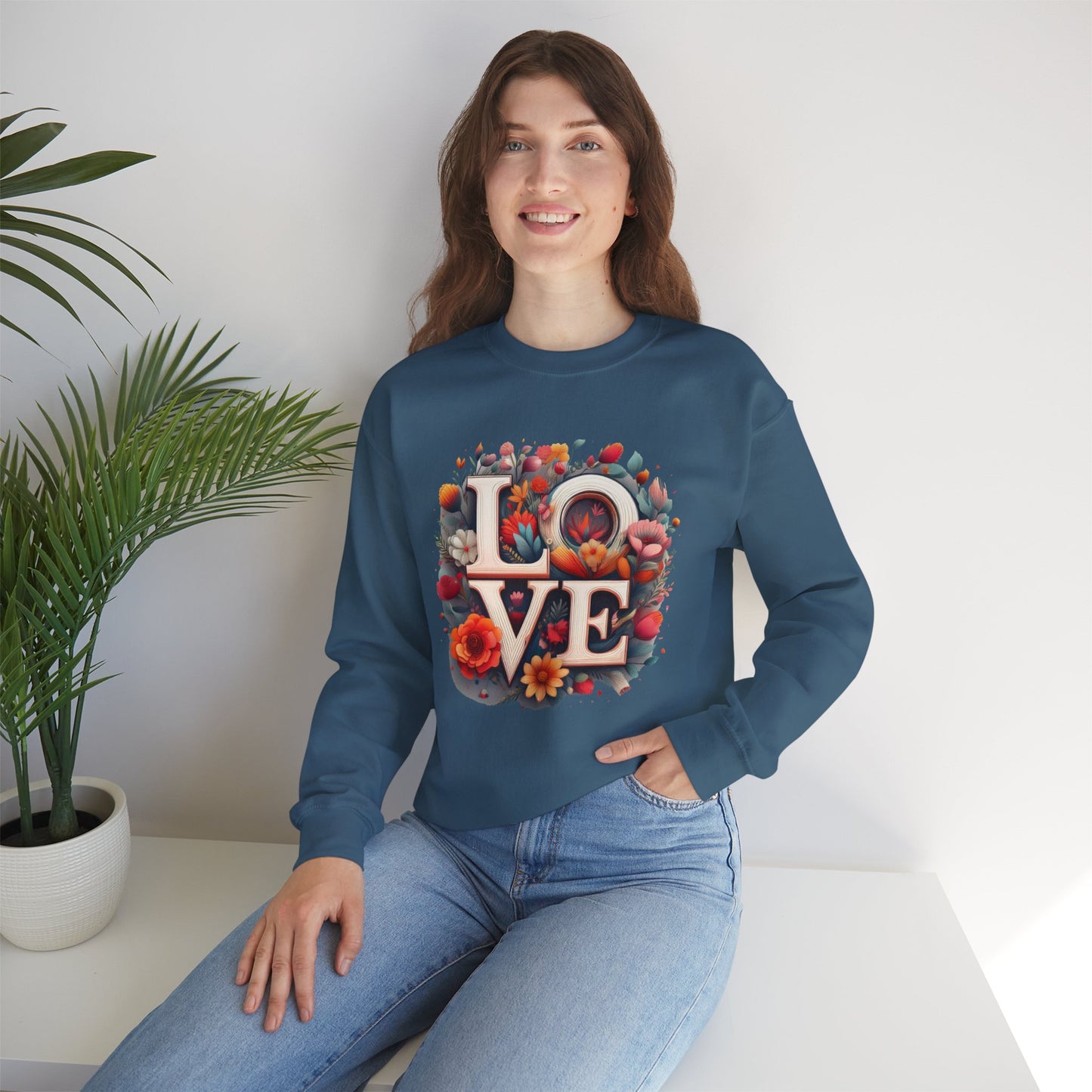 Floral Love Sweatshirt, Valentine's Day Sweatshirt, Love Flower Sweatshirt