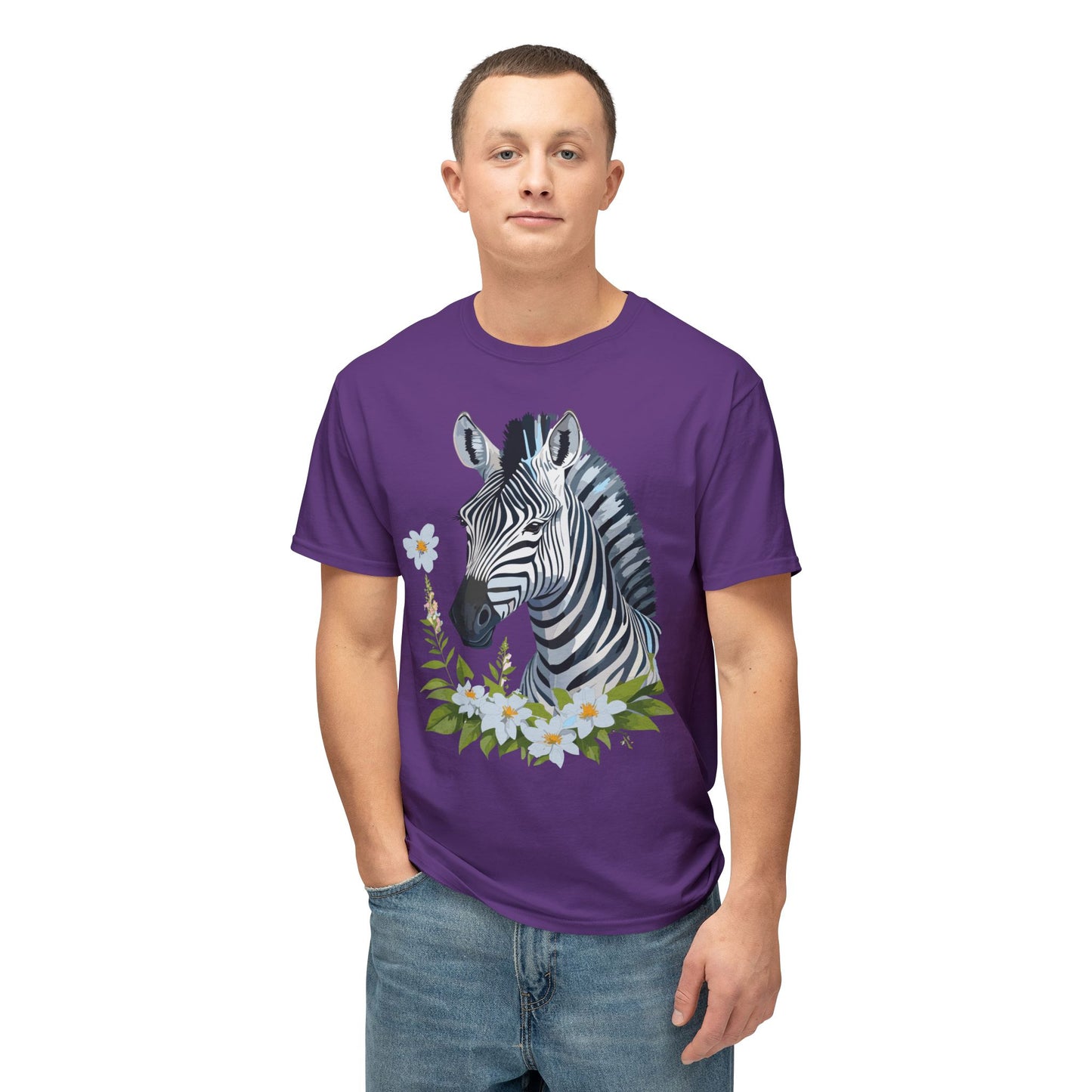 Zebra T-Shirt, Vintage Zebra Tee, Floral Tees, Zebra Art Design Shirt, Tee Shirt with Zebra 1