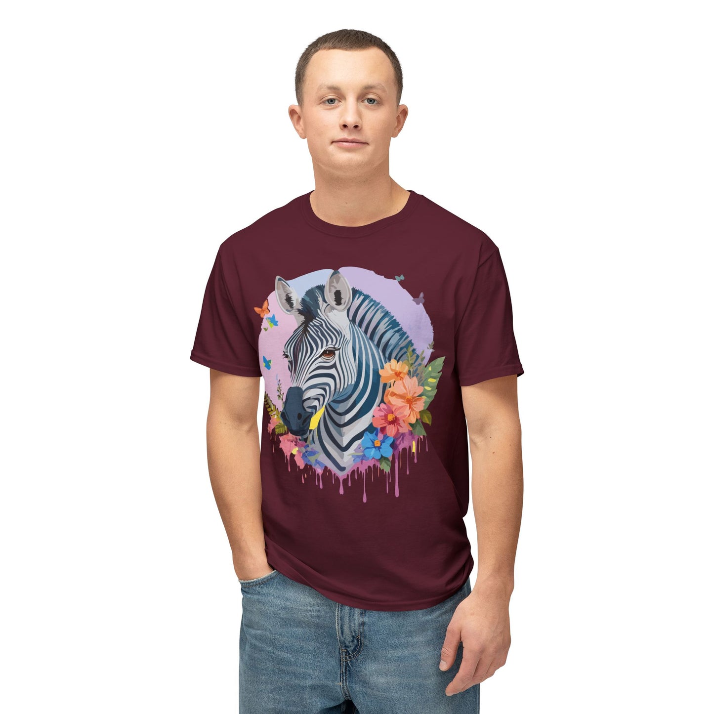 Zebra T-Shirt, Vintage Zebra Tee, Floral Tees, Zebra Art Design Shirt, Tee Shirt with Zebra 3