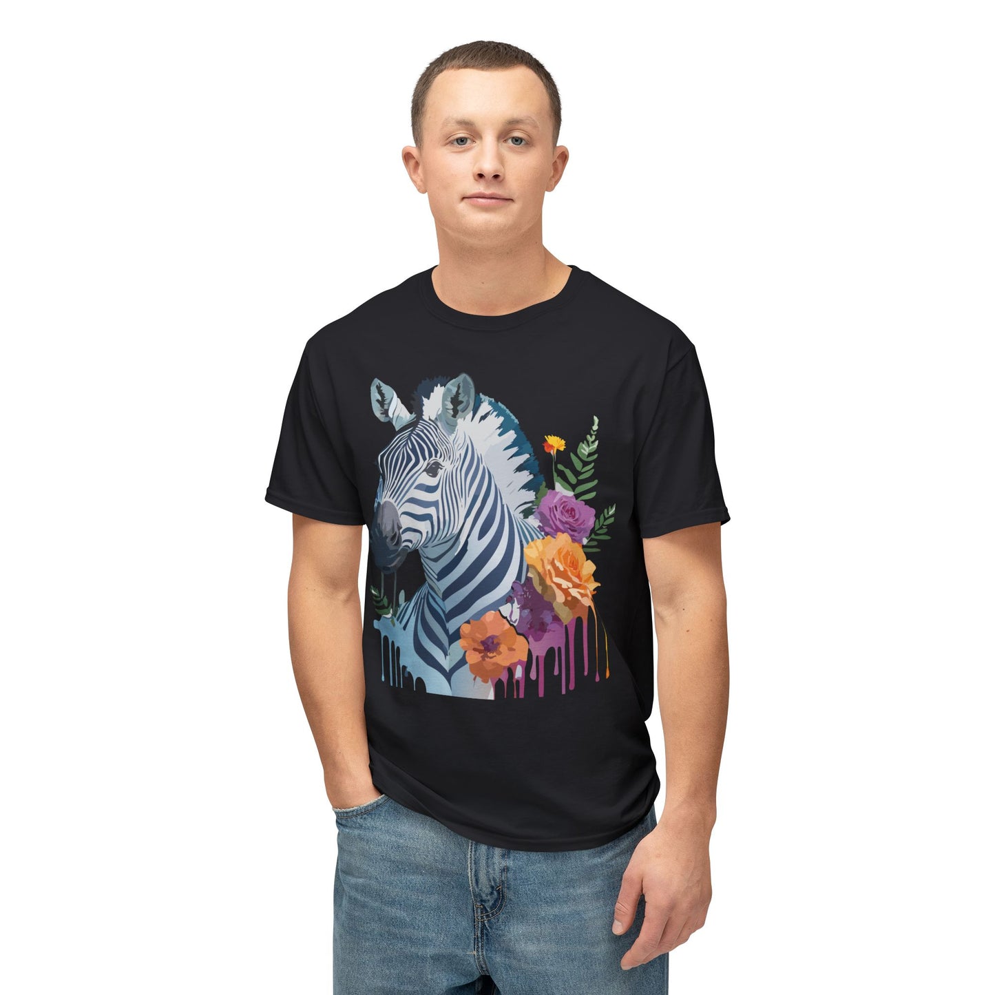 Zebra T-Shirt, Vintage Zebra Tee, Floral Tees, Zebra Art Design Shirt, Tee Shirt with Zebra 2