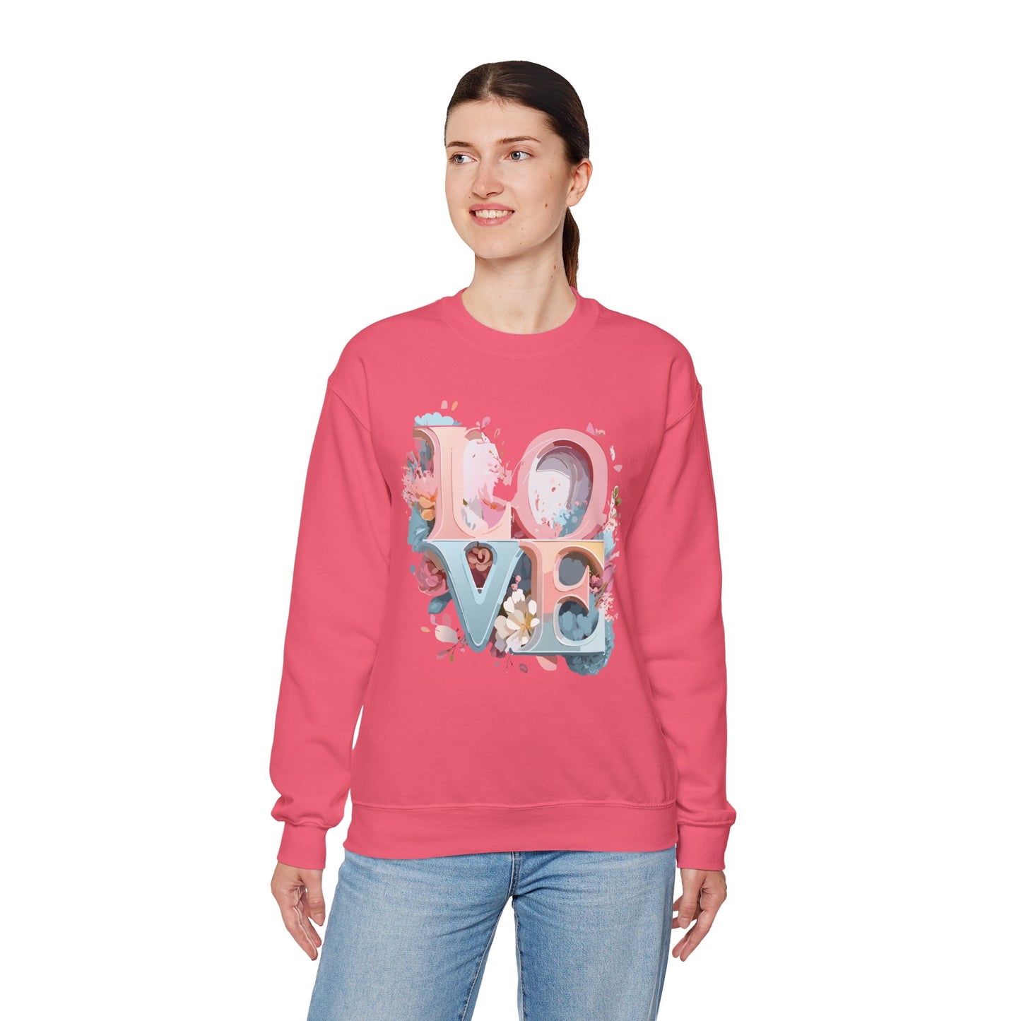 Floral Love Sweatshirt, Valentine's Day Sweatshirt, Love Flower Sweatshirt