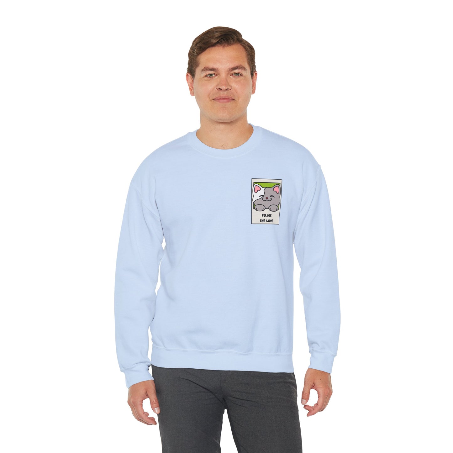 Pocket Cat Sweatshirt Unisex Cat Heart Sweatshirt Valentines Day Gift 50 Percent Cotton Poly Blend