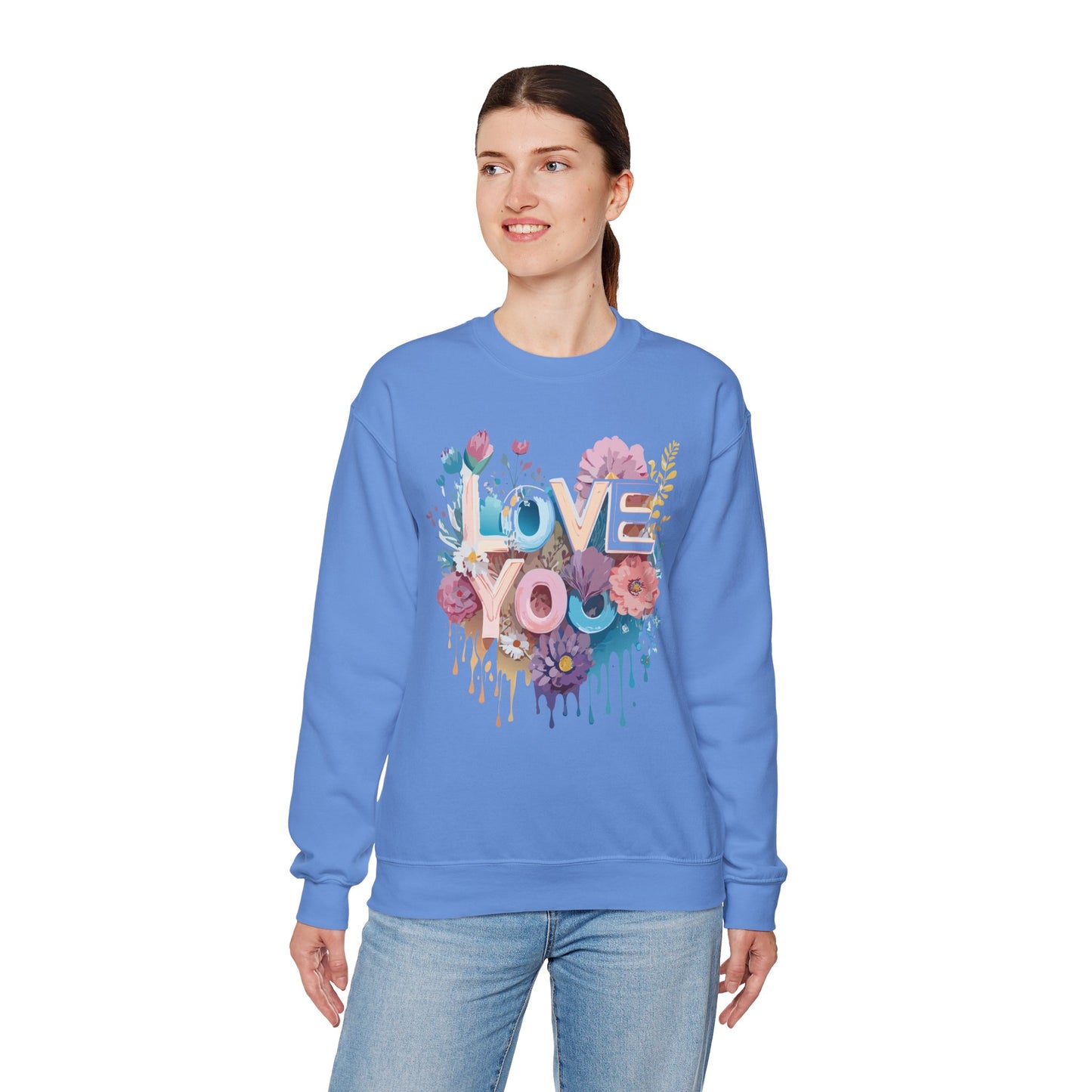 Floral Love Sweatshirt, Valentine's Day Sweatshirt, Love Flower Sweatshirt